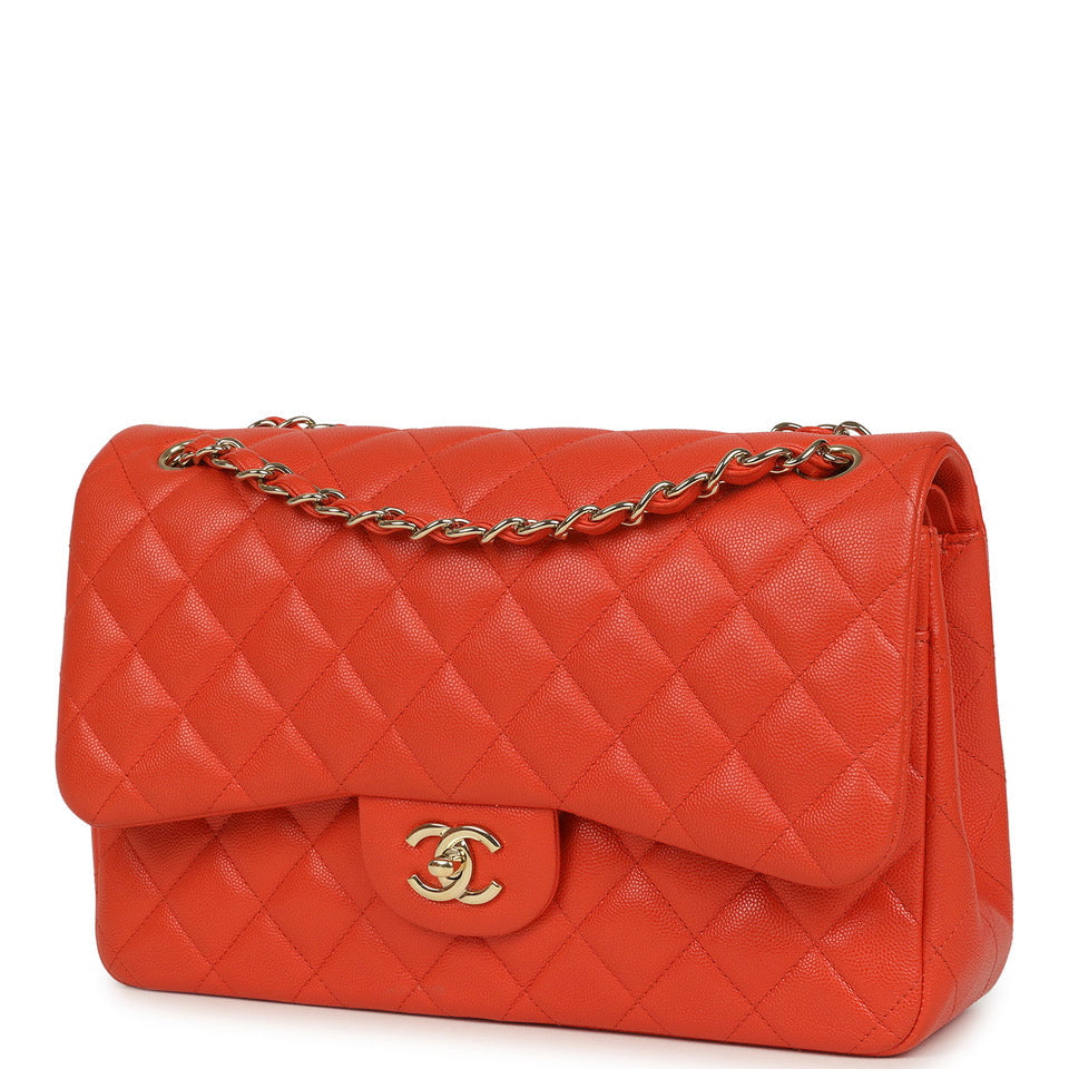 pre-owned-chanel-jumbo-classic-double-flap-bag-dark-orange-shiny-caviar-light-gold-metal