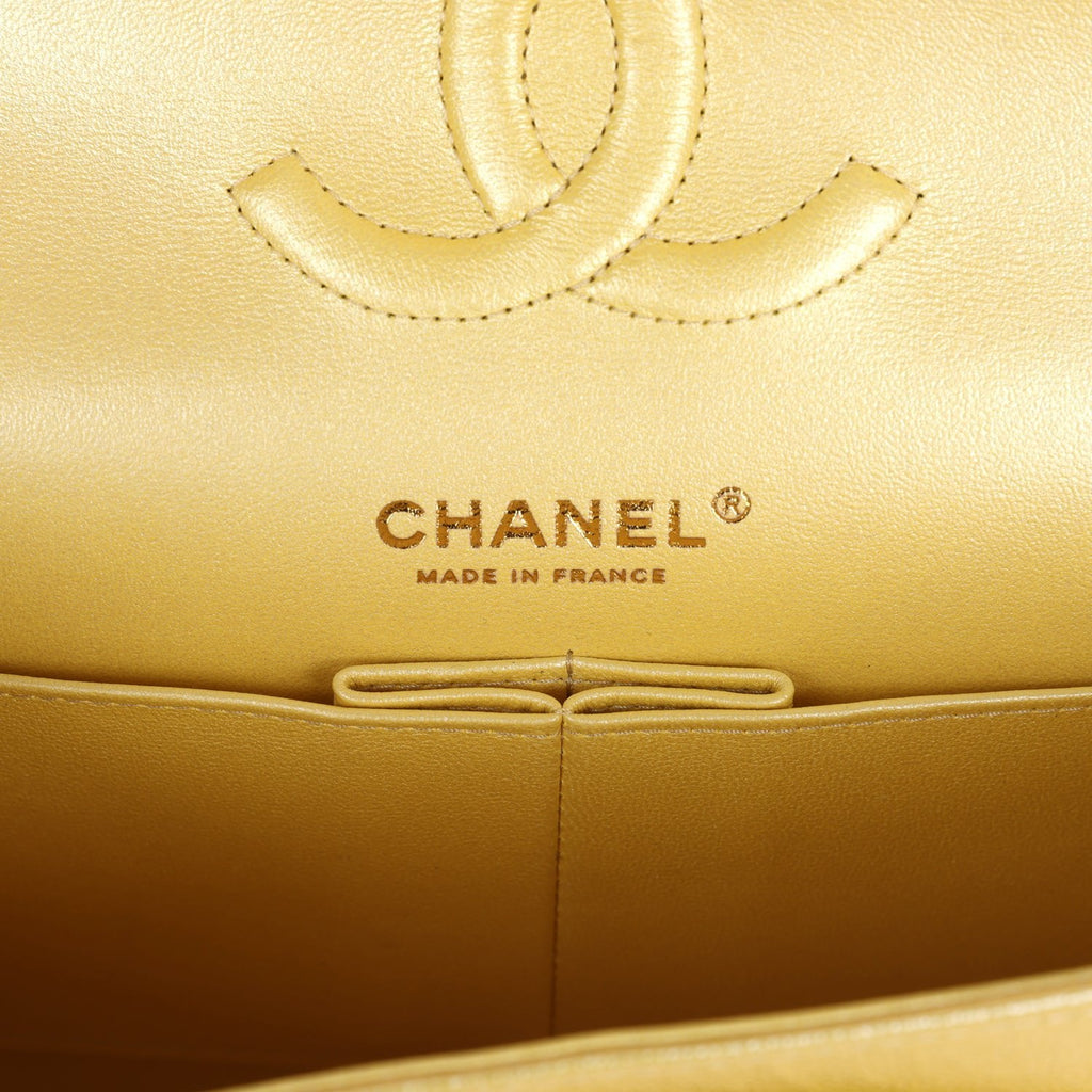 chanel-medium-classic-double-flap-bag-yellow-iridescent-caviar-gold-metal