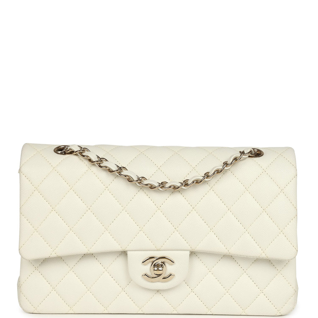 pre-owned-chanel-medium-classic-double-flap-white-caviar-light-gold-metal