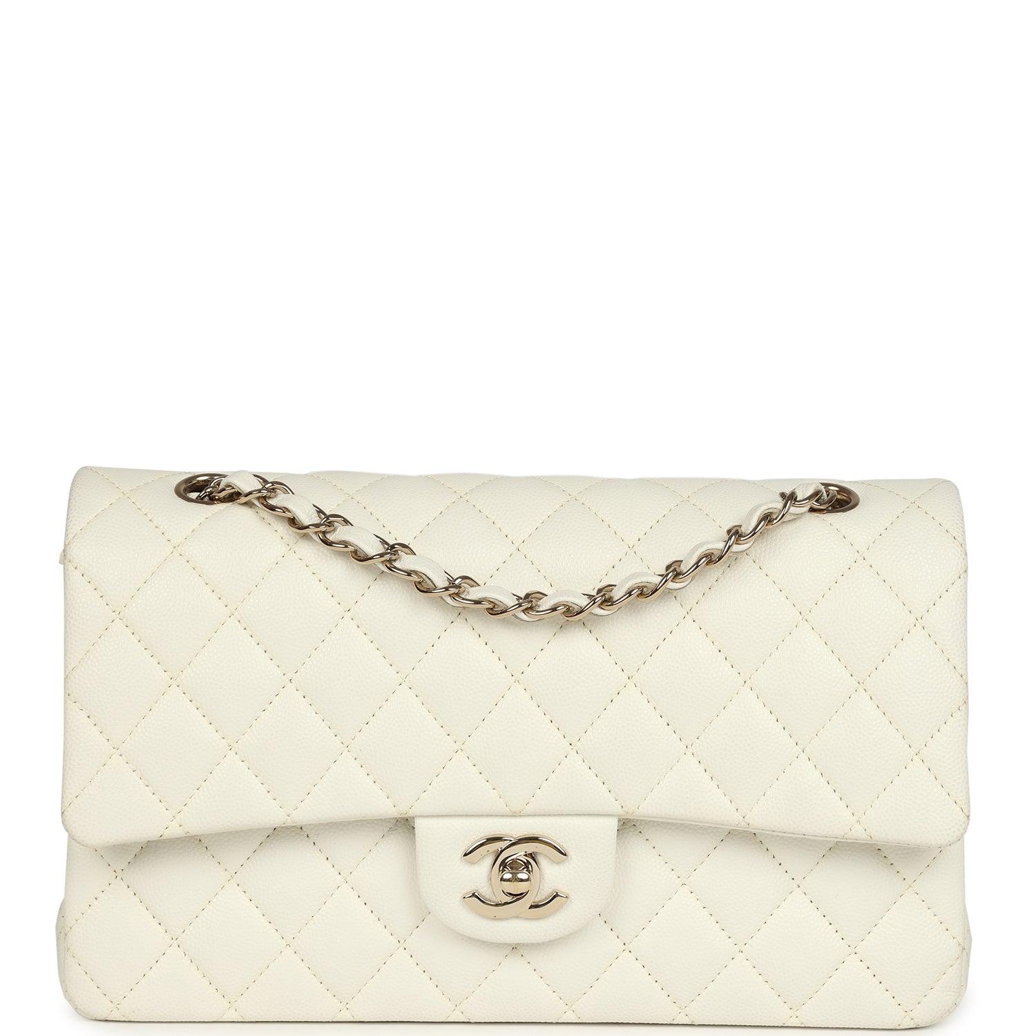 pre-owned-chanel-medium-classic-double-flap-white-caviar-light-gold-metal