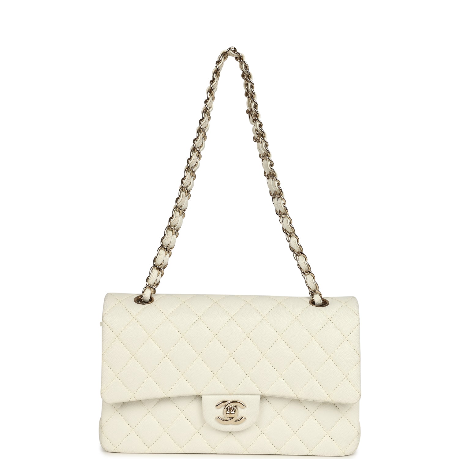 pre-owned-chanel-medium-classic-double-flap-white-caviar-light-gold-metal