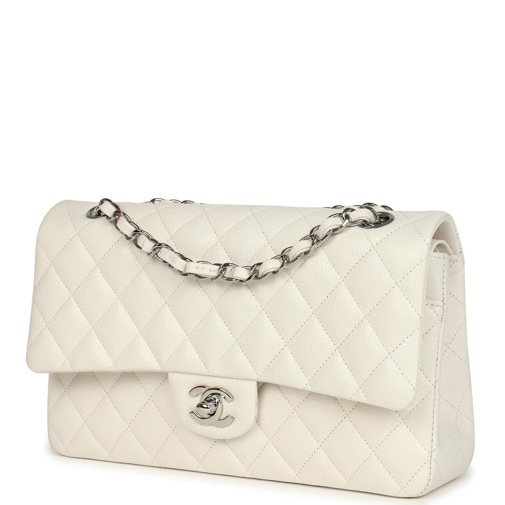 pre-owned-chanel-medium-classic-double-flap-white-shiny-caviar-silver-metal