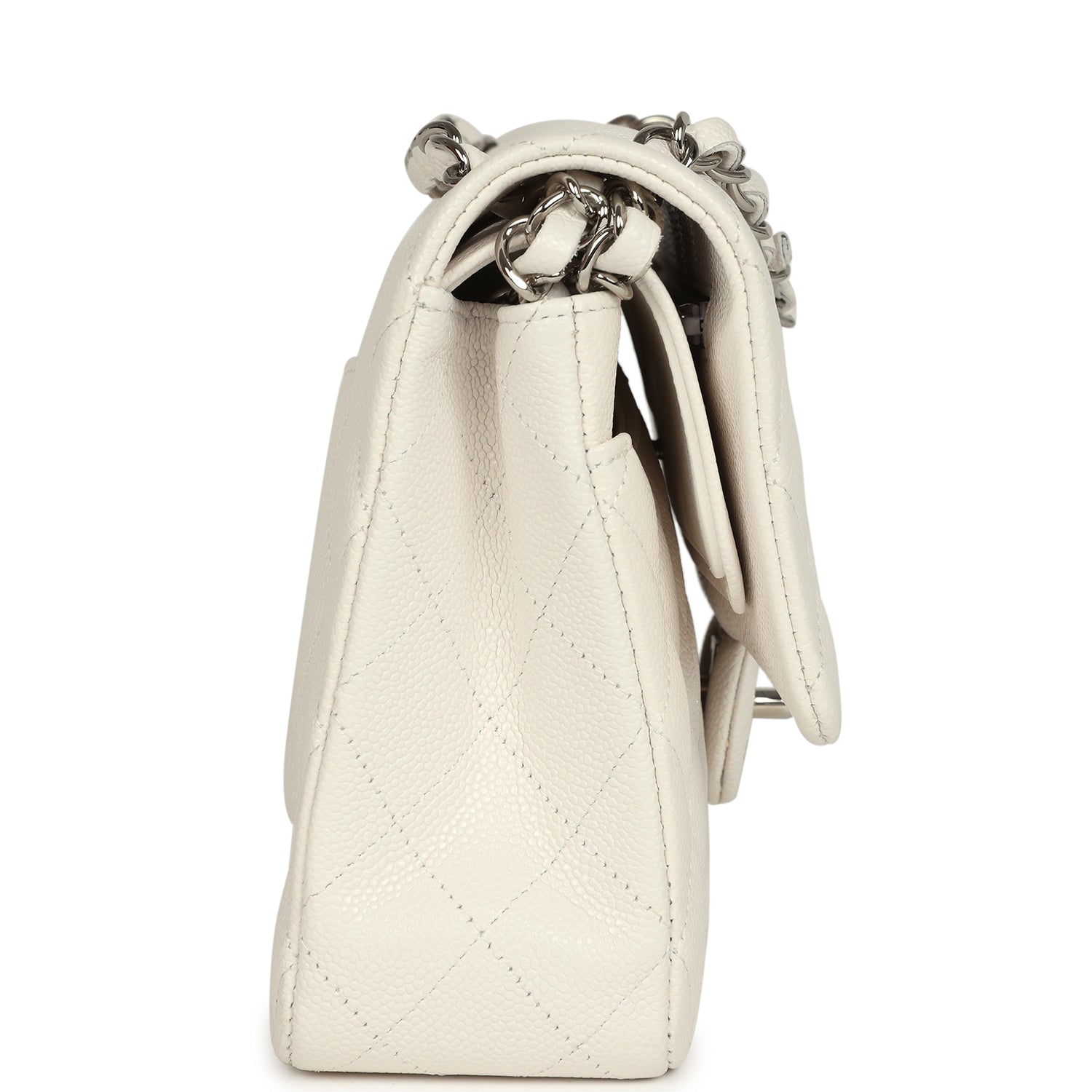 pre-owned-chanel-medium-classic-double-flap-white-shiny-caviar-silver-metal