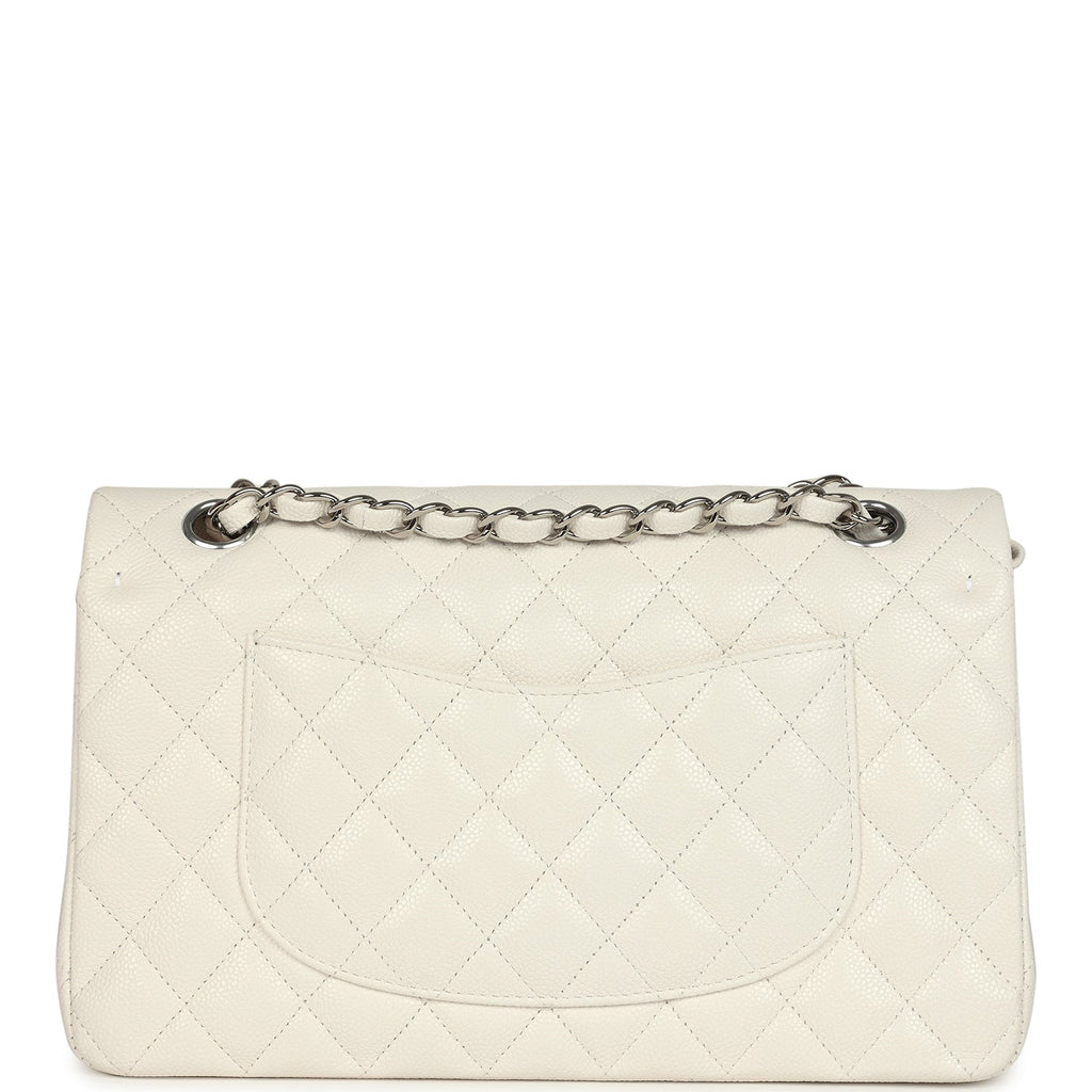 pre-owned-chanel-medium-classic-double-flap-white-shiny-caviar-silver-metal