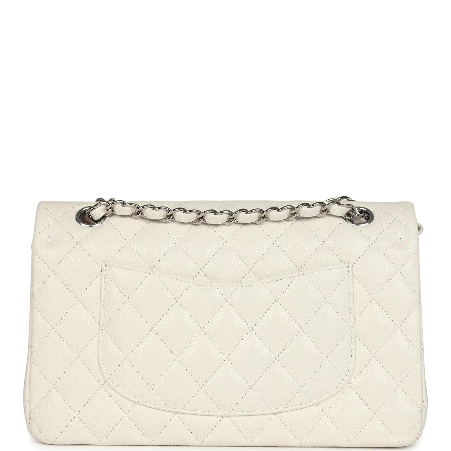 pre-owned-chanel-medium-classic-double-flap-white-shiny-caviar-silver-metal
