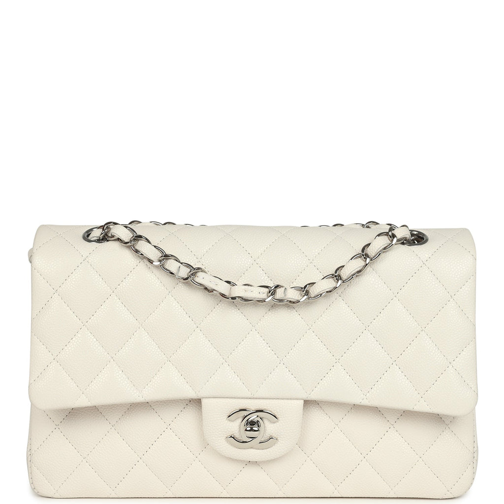 pre-owned-chanel-medium-classic-double-flap-white-shiny-caviar-silver-metal