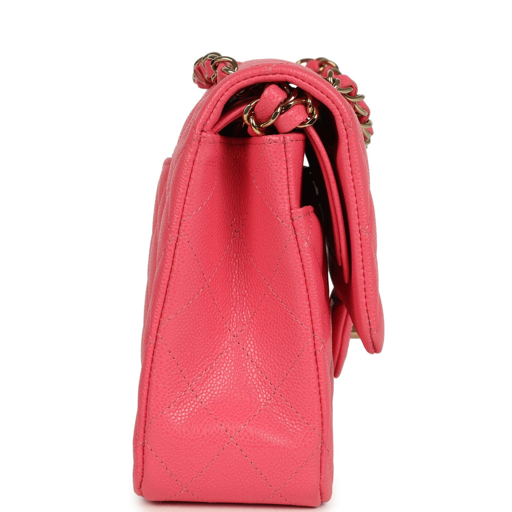 pre-owned-chanel-medium-classic-double-flap-bag-dark-pink-shiny-caviar-gold-metal
