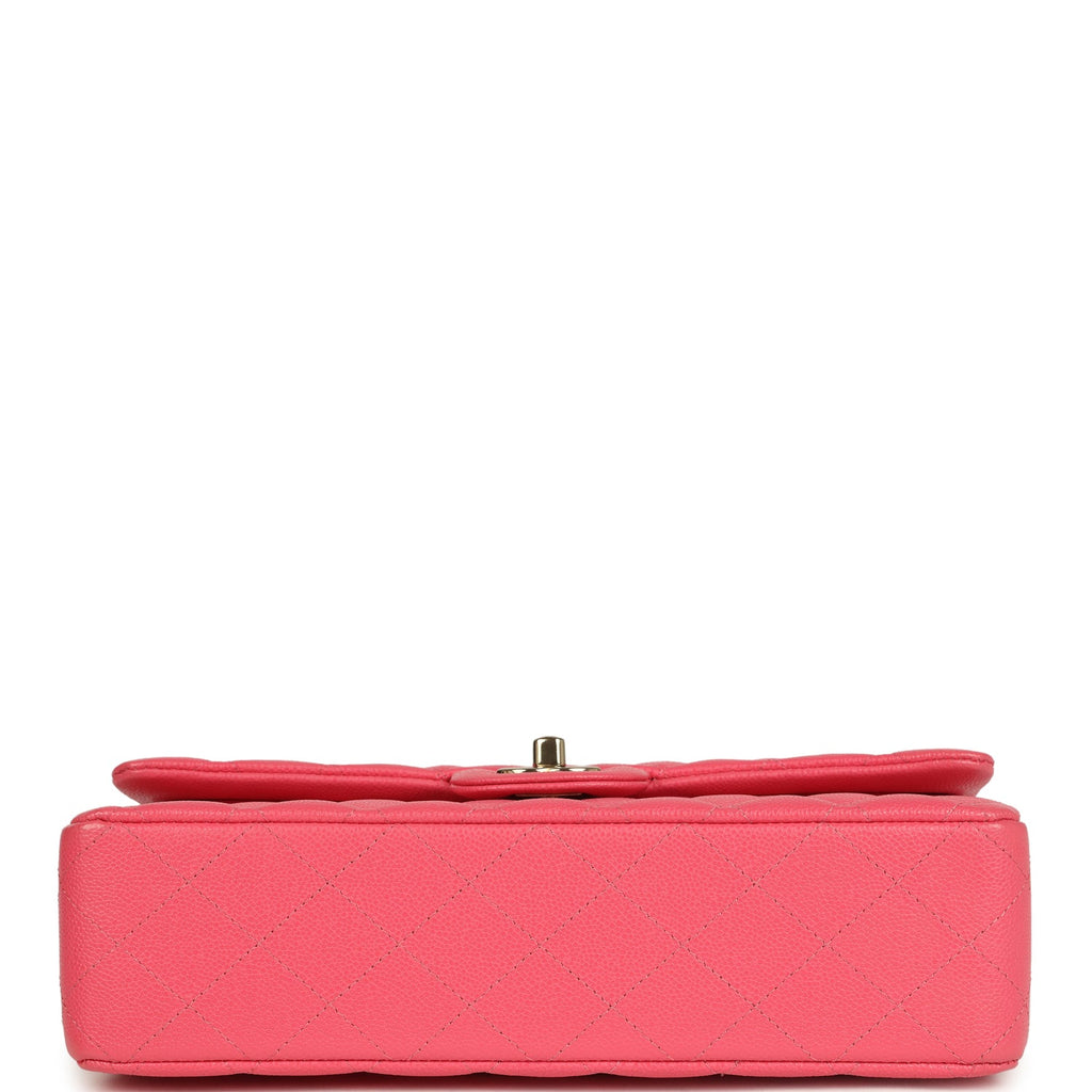 pre-owned-chanel-medium-classic-double-flap-bag-dark-pink-shiny-caviar-gold-metal