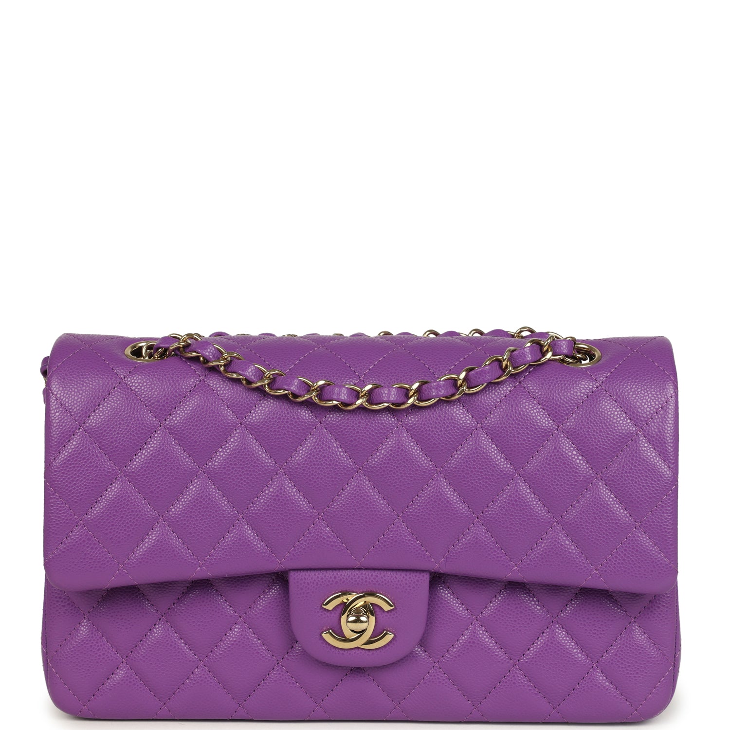 pre-owned-chanel-medium-classic-double-flap-bag-dark-purple-shiny-caviar-light-gold-metal