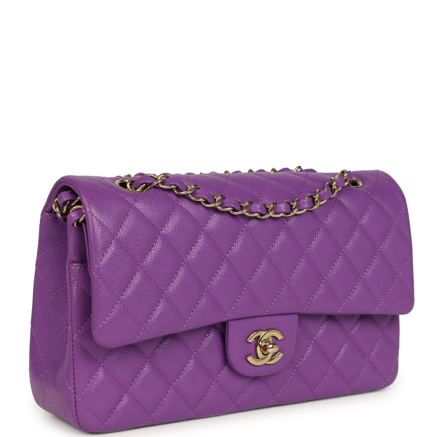 pre-owned-chanel-medium-classic-double-flap-bag-dark-purple-shiny-caviar-light-gold-metal