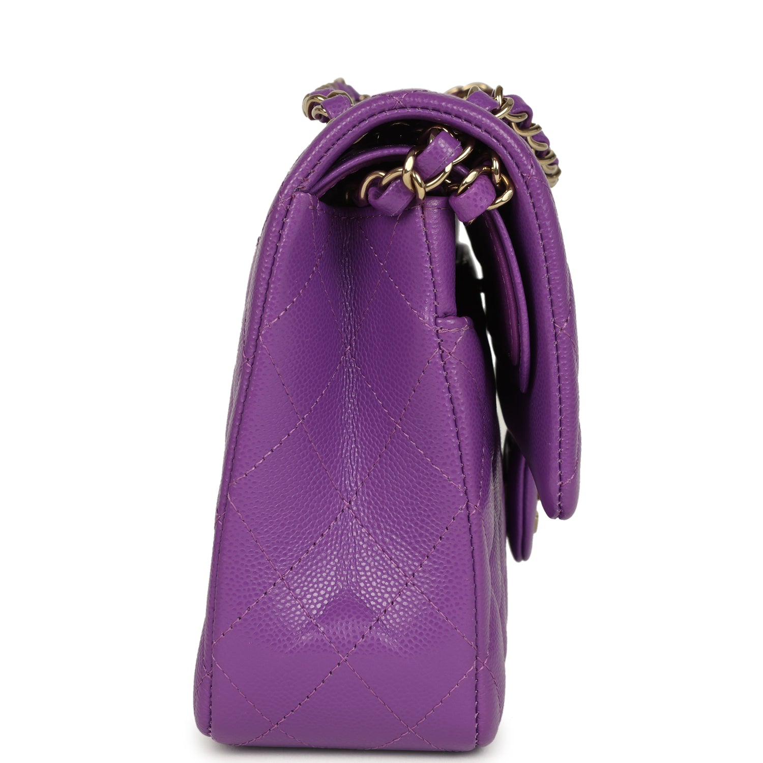 pre-owned-chanel-medium-classic-double-flap-bag-dark-purple-shiny-caviar-light-gold-metal