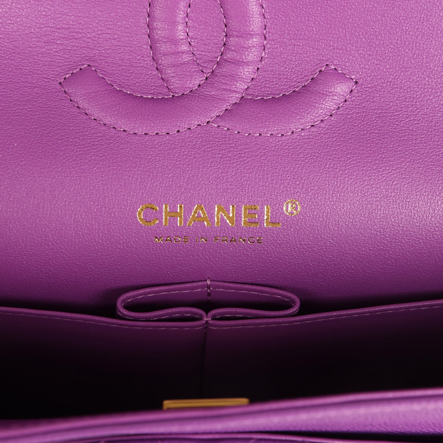 pre-owned-chanel-medium-classic-double-flap-bag-dark-purple-shiny-caviar-light-gold-metal
