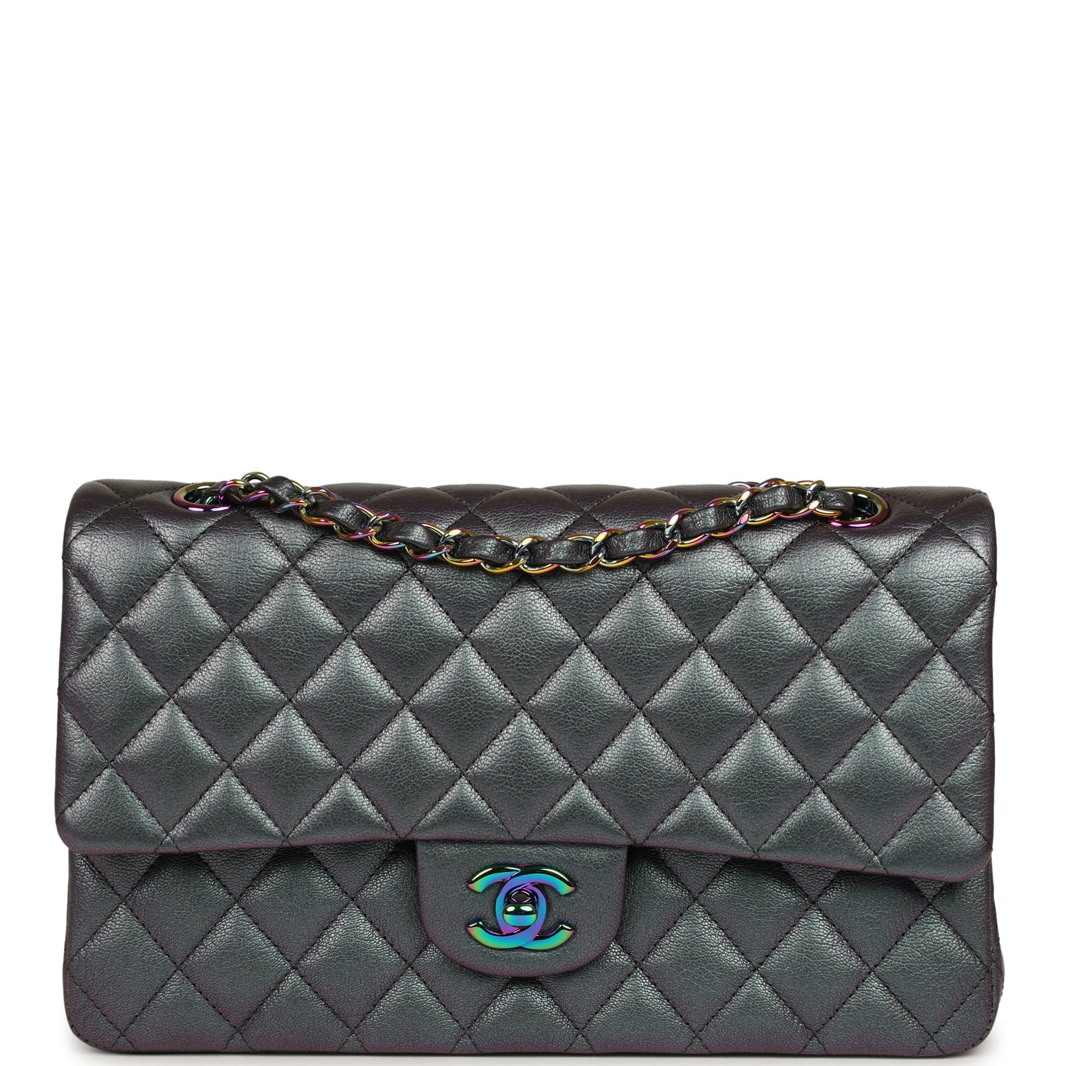 pre-owned-chanel-medium-classic-double-flap-bag-iridescent-purple-goatskin-rainbow-metal
