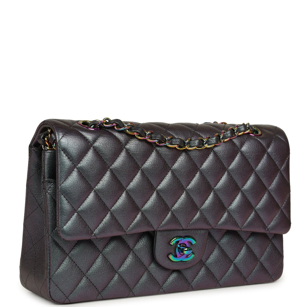 pre-owned-chanel-medium-classic-double-flap-bag-iridescent-purple-goatskin-rainbow-metal