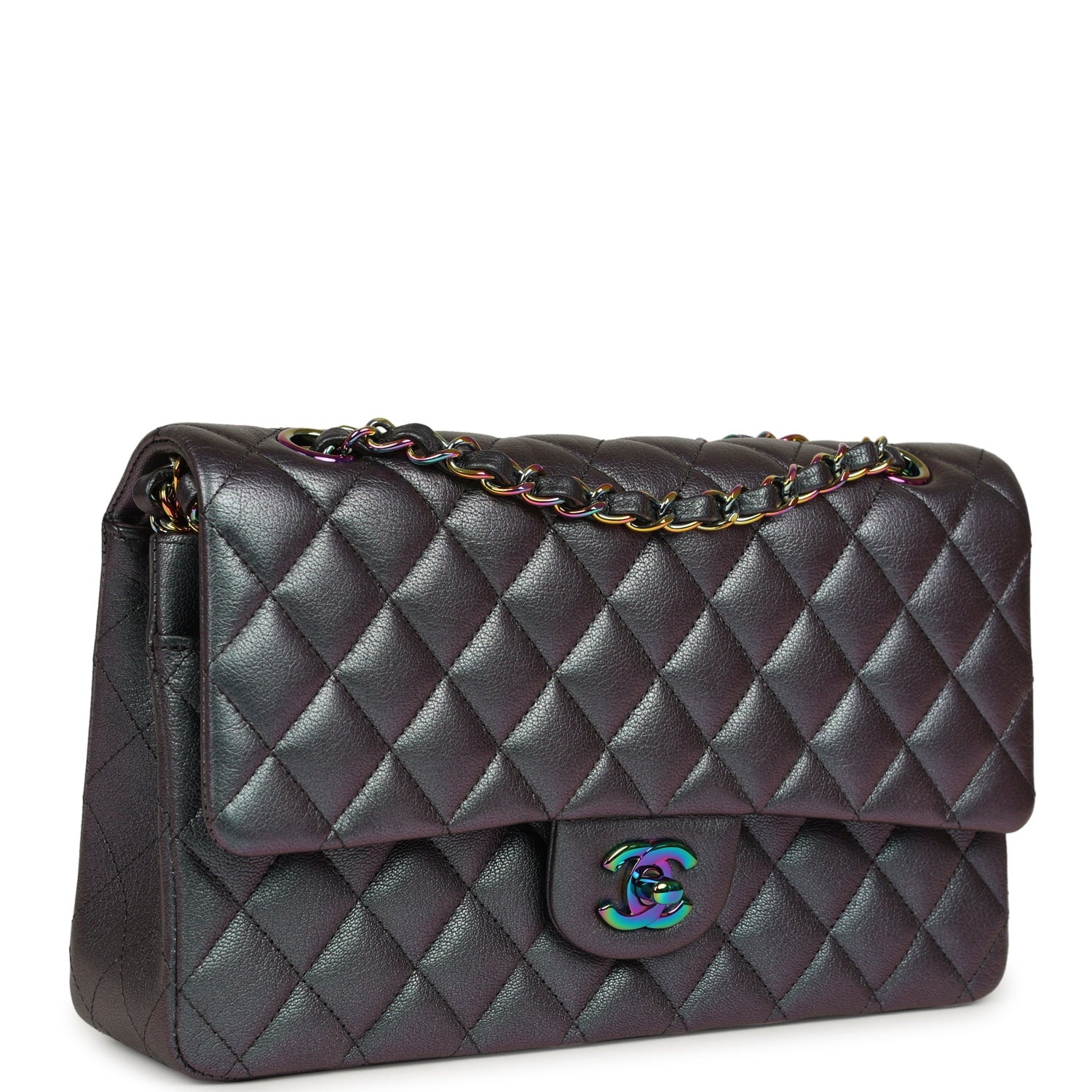 pre-owned-chanel-medium-classic-double-flap-bag-iridescent-purple-goatskin-rainbow-metal
