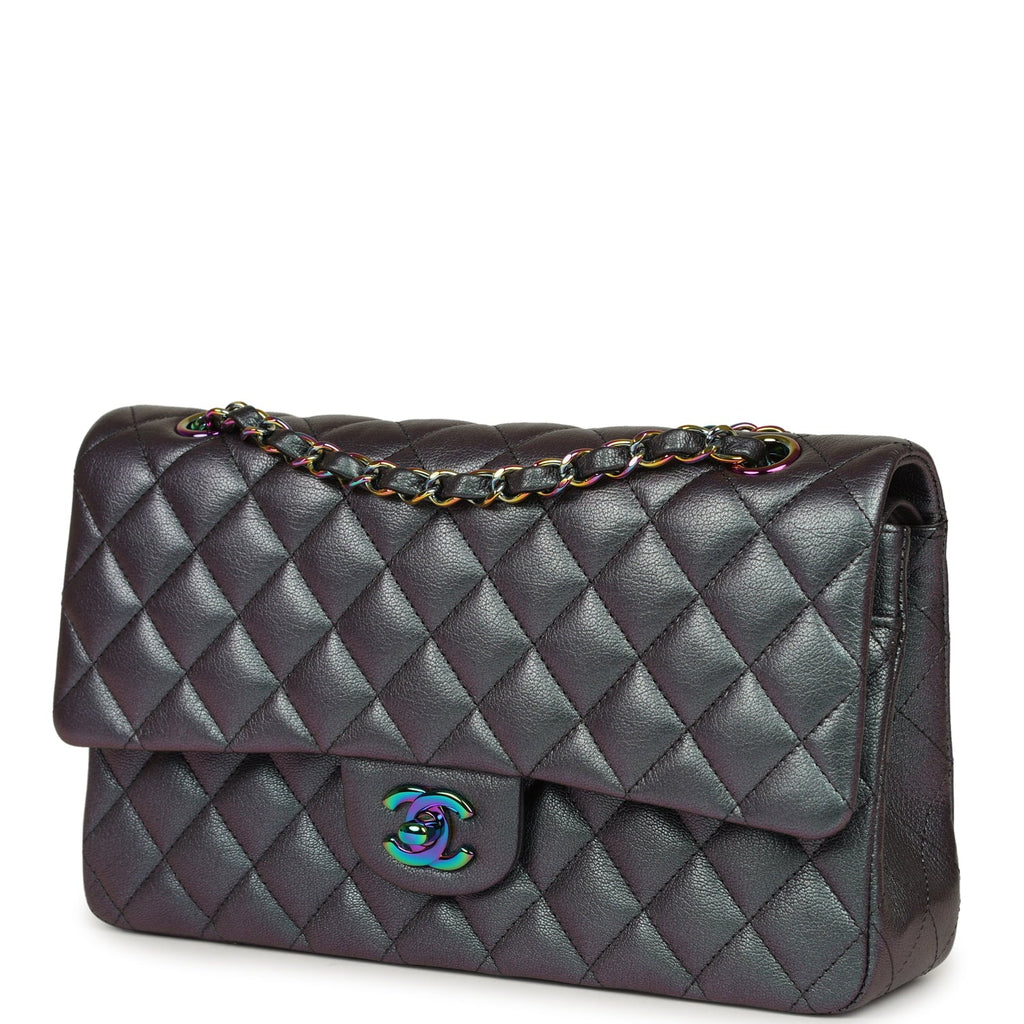 pre-owned-chanel-medium-classic-double-flap-bag-iridescent-purple-goatskin-rainbow-metal