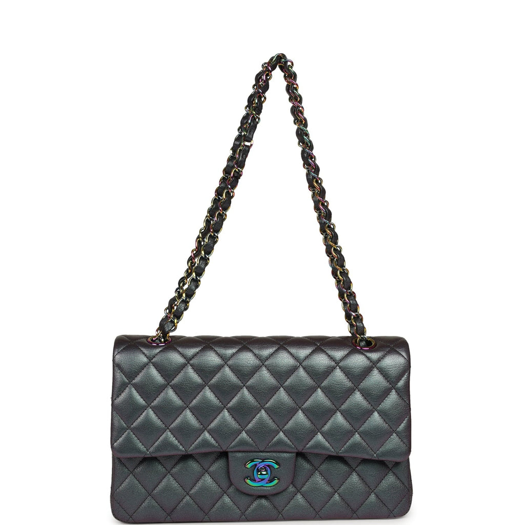 pre-owned-chanel-medium-classic-double-flap-bag-iridescent-purple-goatskin-rainbow-metal