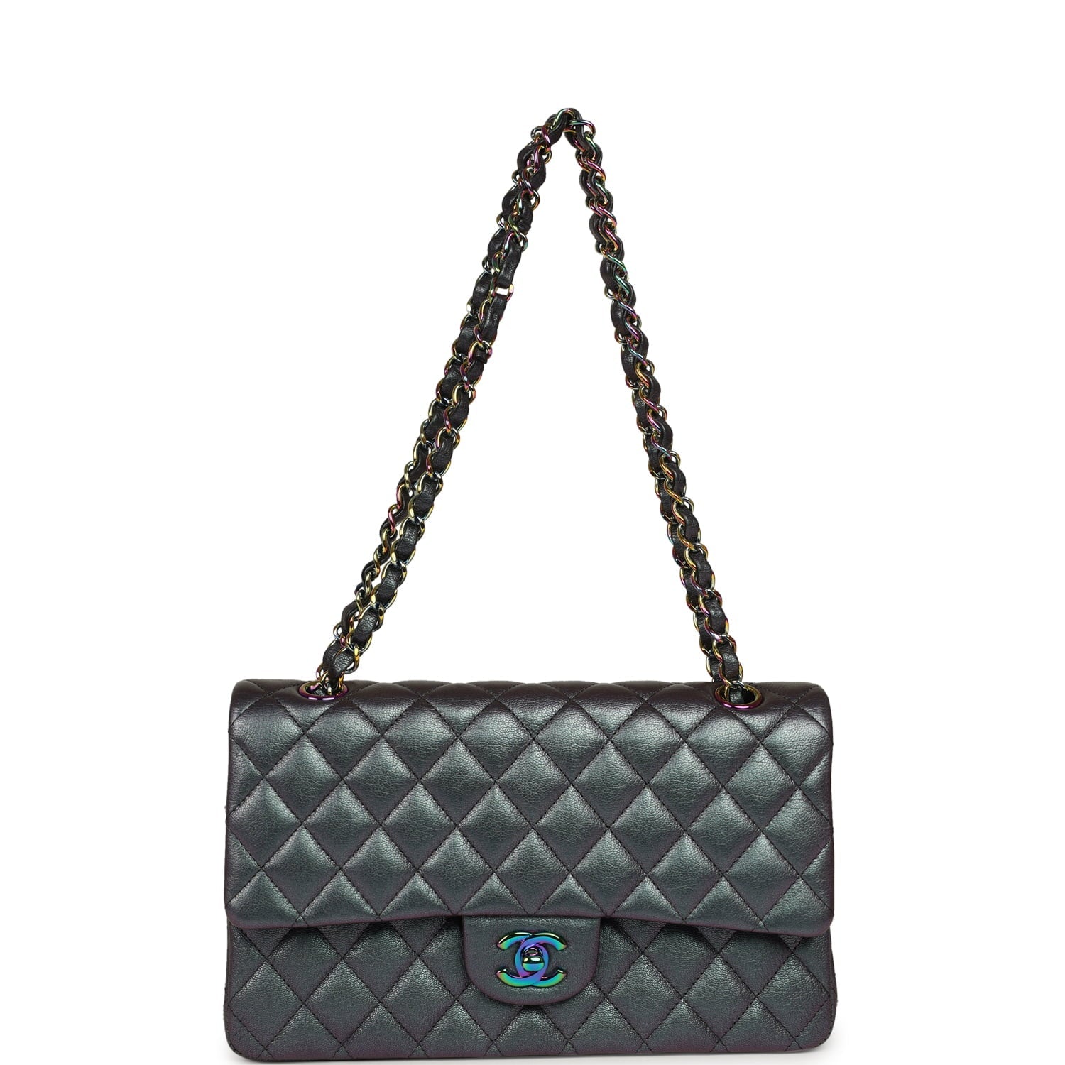 pre-owned-chanel-medium-classic-double-flap-bag-iridescent-purple-goatskin-rainbow-metal