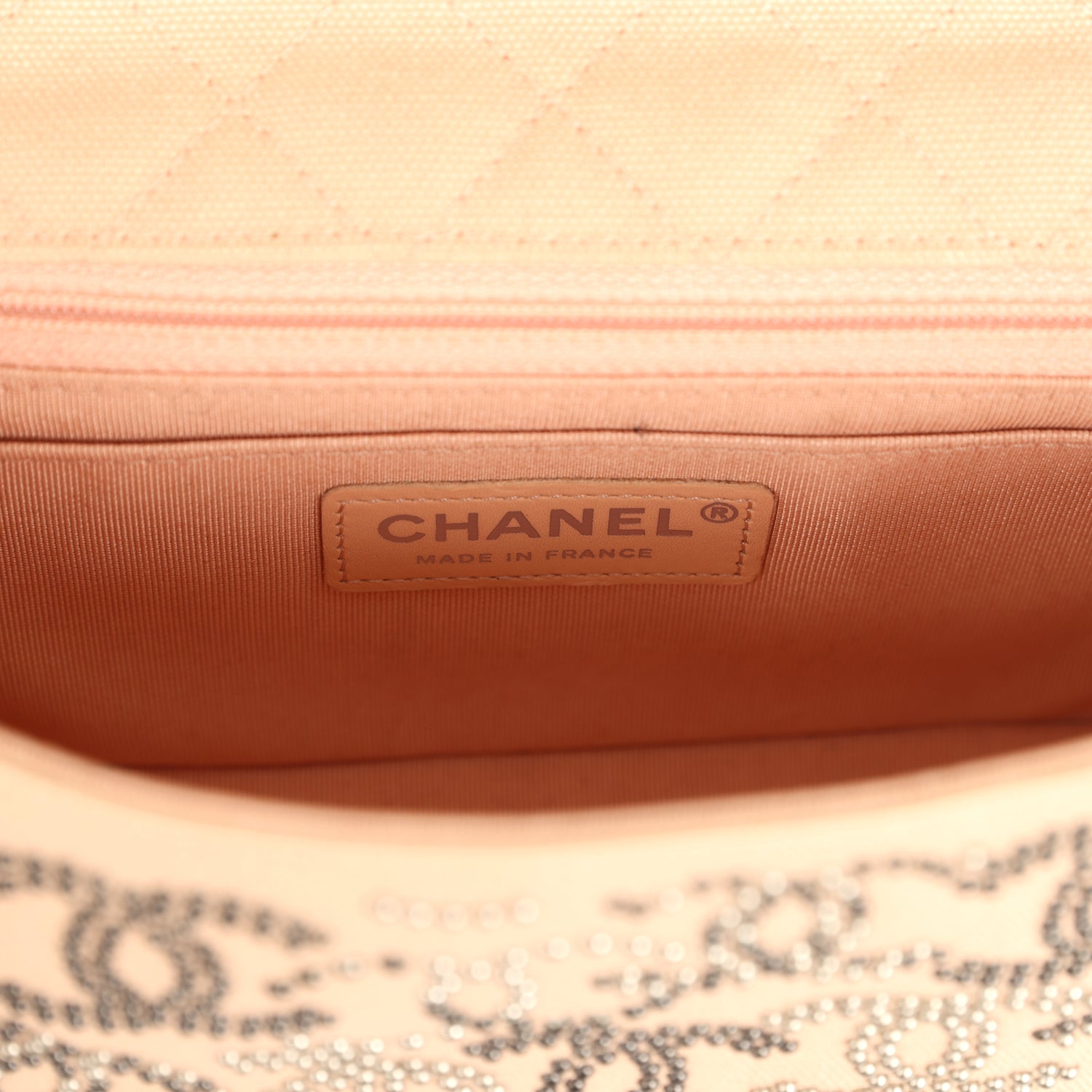 pre-owned-chanel-mini-cc-studded-rectangular-flap-bag-light-pink-canvas-ruthenium-metal