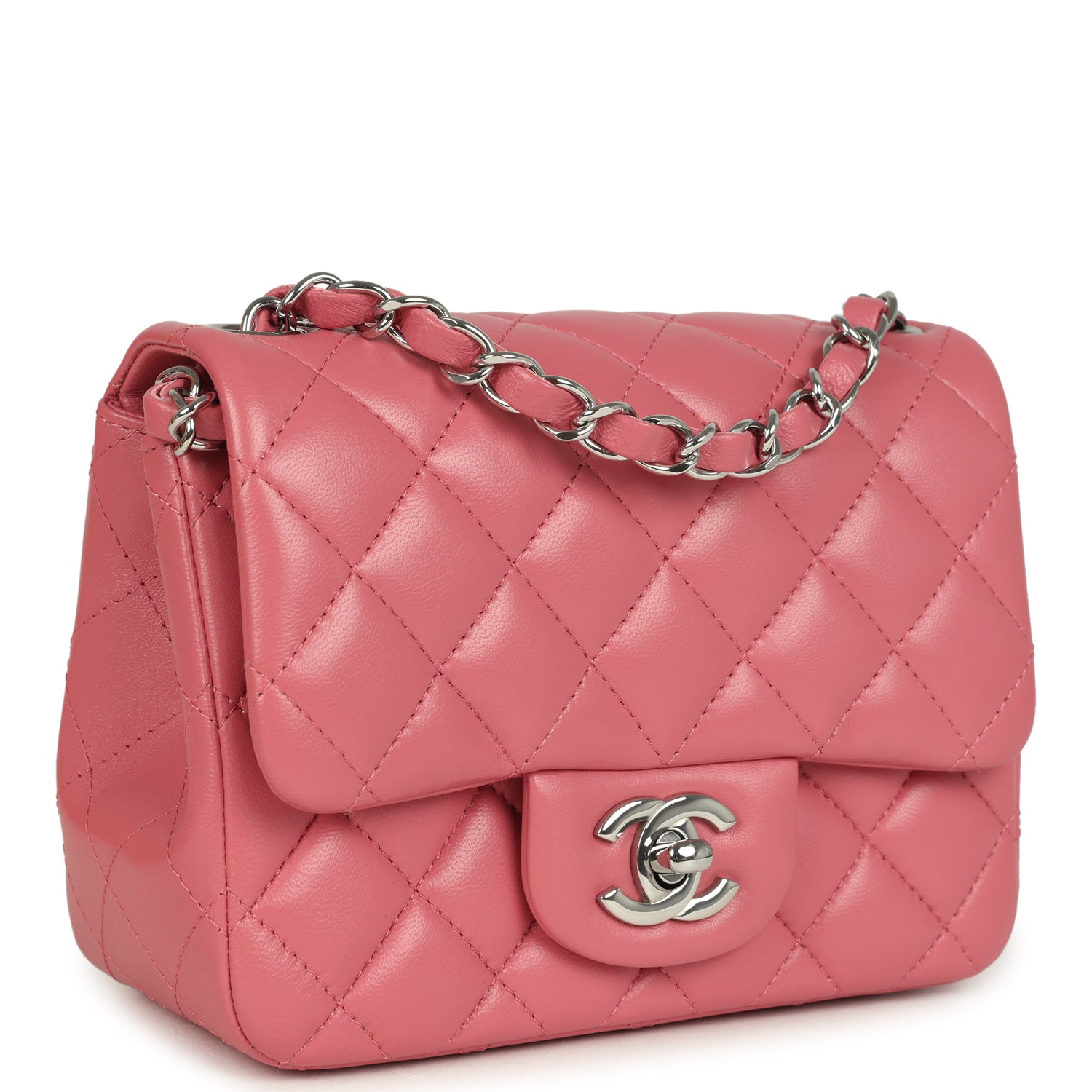 chanel-mini-classic-square-flap-bag-pink-lambskin-silver-metal