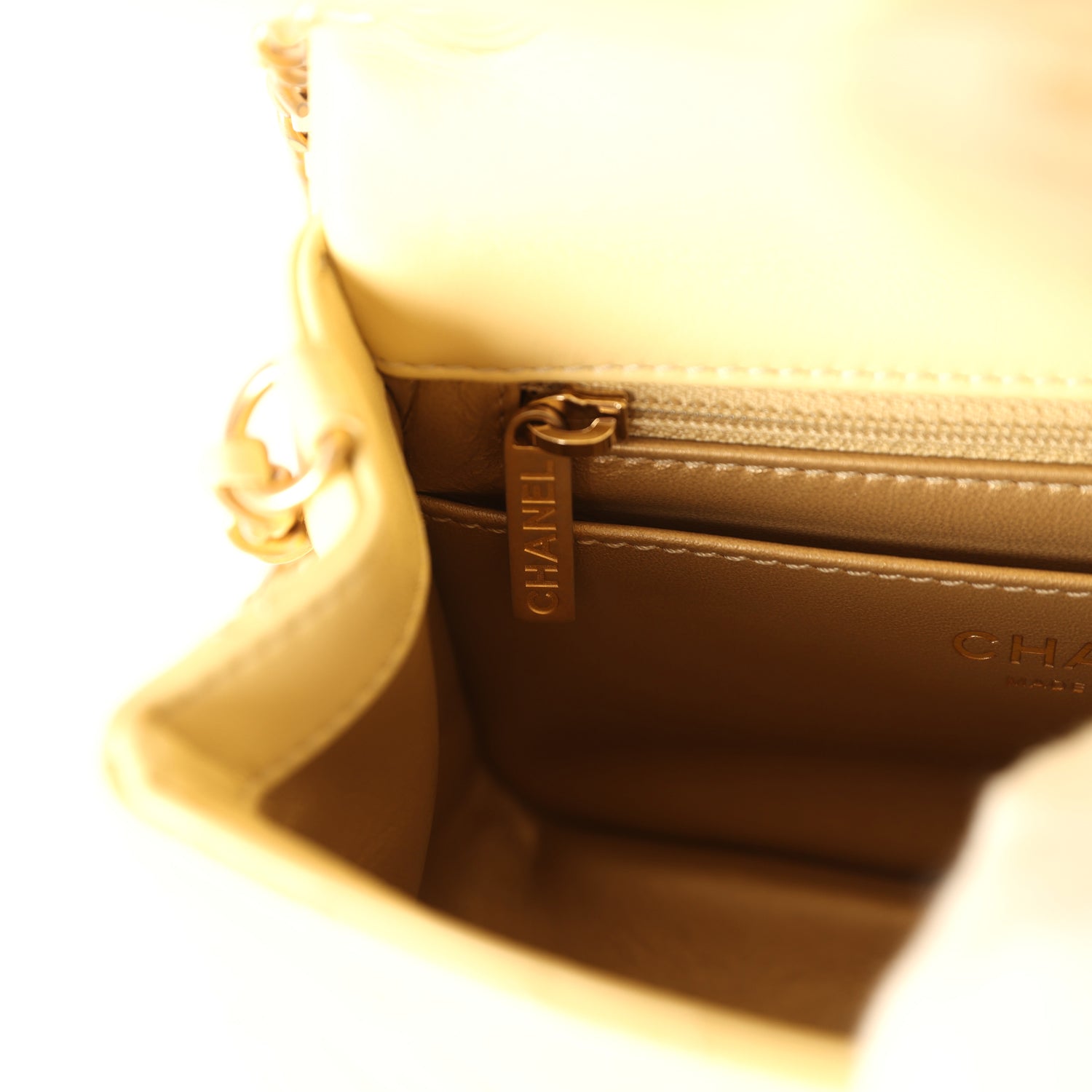 pre-owned-chanel-mini-pearl-crush-square-flap-bag-yellow-lambskin-brushed-gold-metal