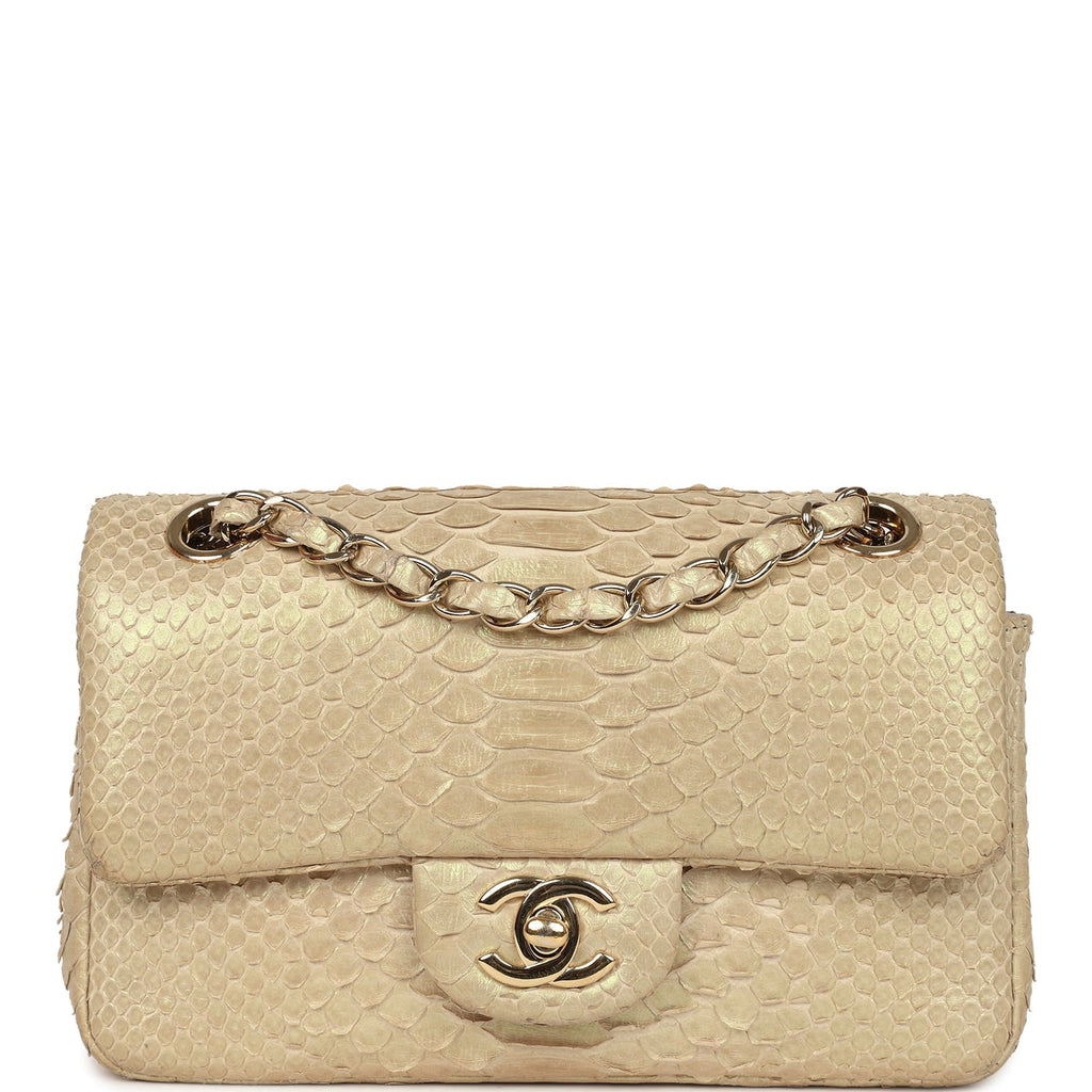 pre-owned-chanel-mini-rectangular-flap-bag-iridescent-gold-python-gold-metal