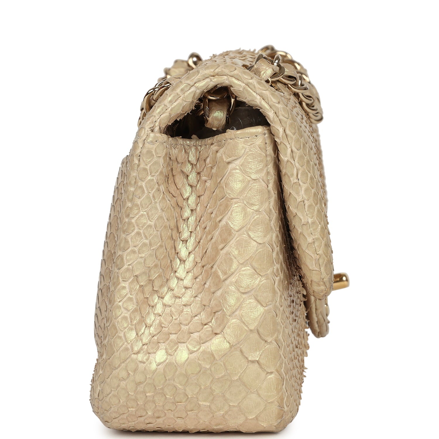 pre-owned-chanel-mini-rectangular-flap-bag-iridescent-gold-python-gold-metal