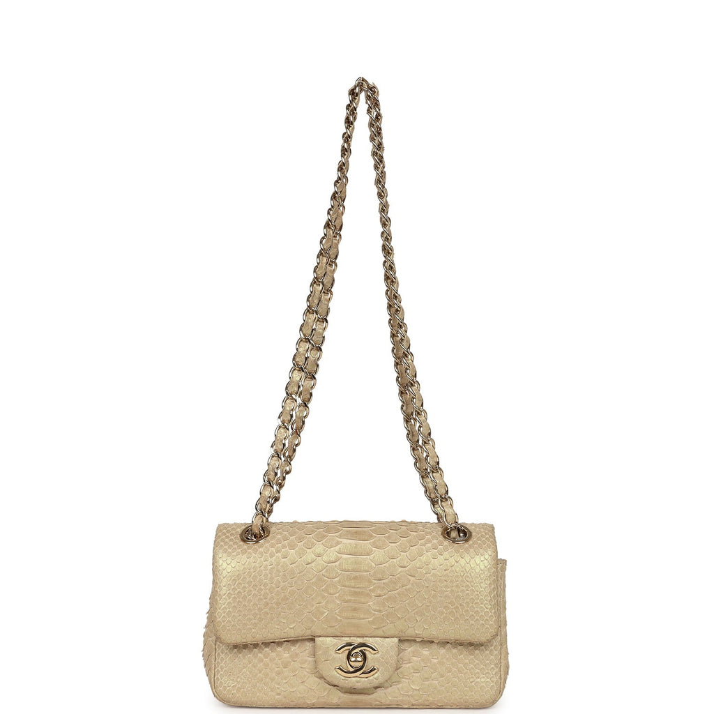 pre-owned-chanel-mini-rectangular-flap-bag-iridescent-gold-python-gold-metal