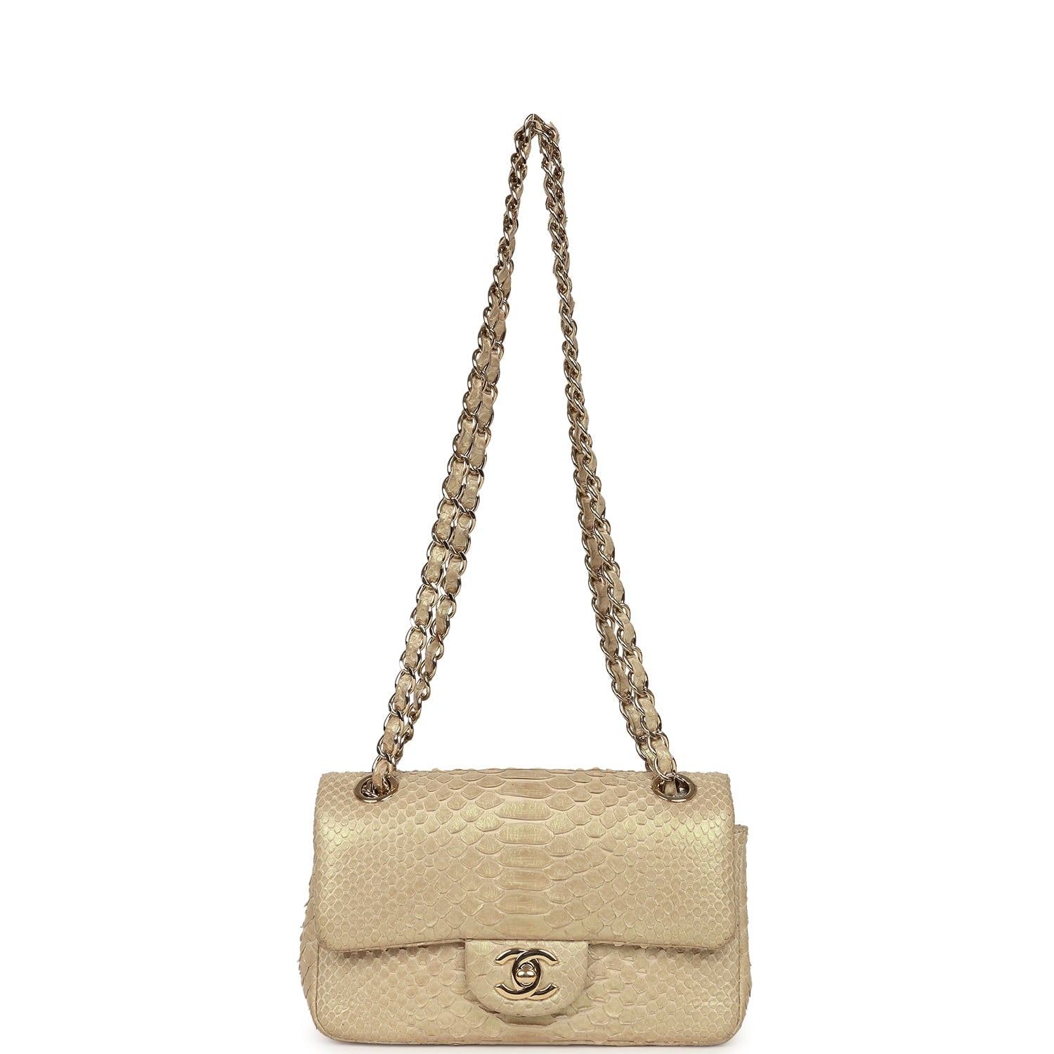 pre-owned-chanel-mini-rectangular-flap-bag-iridescent-gold-python-gold-metal