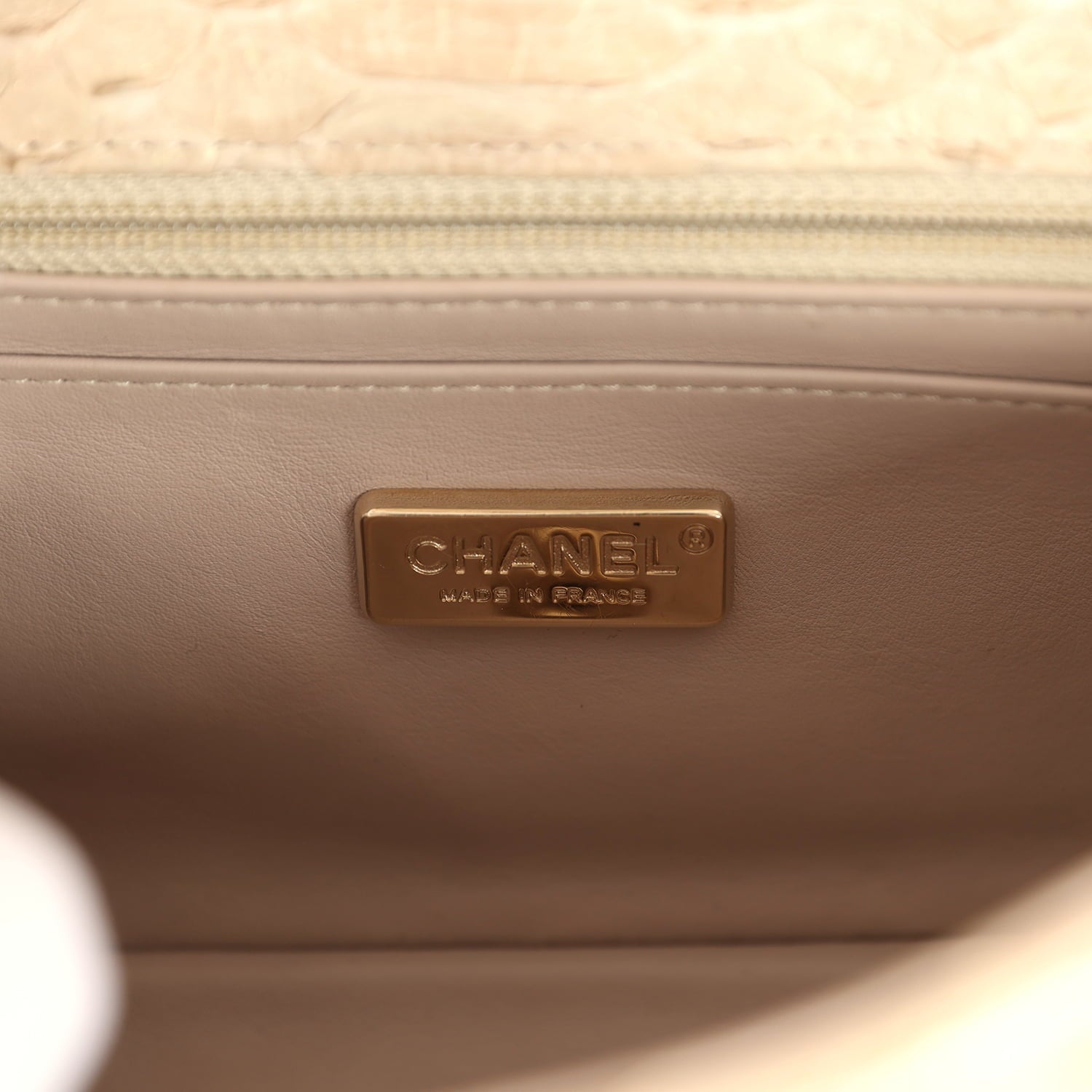 pre-owned-chanel-mini-rectangular-flap-bag-iridescent-gold-python-gold-metal