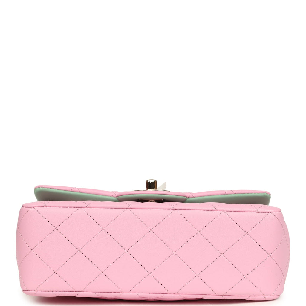 chanel-mini-rectangular-flap-bag-with-top-handle-pink-and-green-lambskin-light-gold-metal