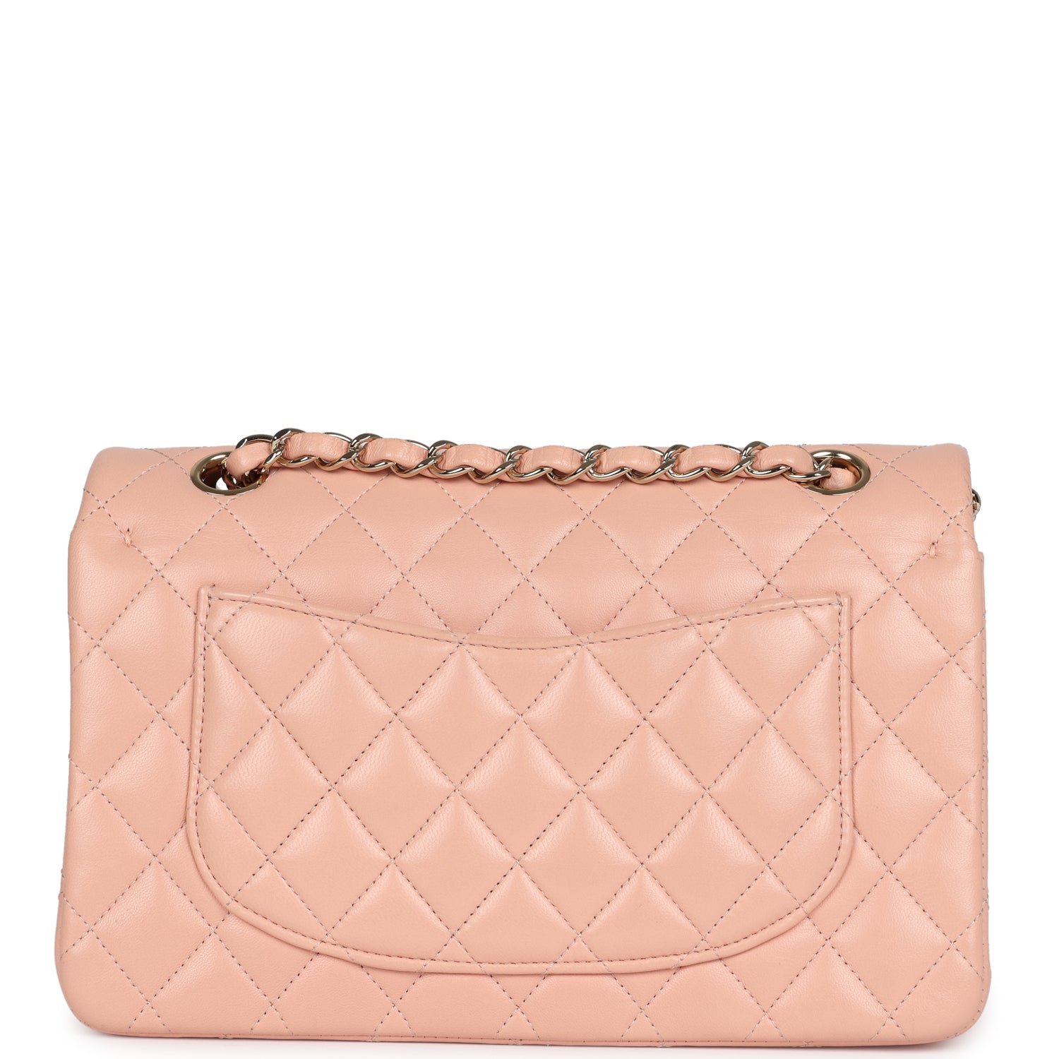 pre-owned-chanel-small-classic-double-flap-light-pink-lambskin-gold-metal