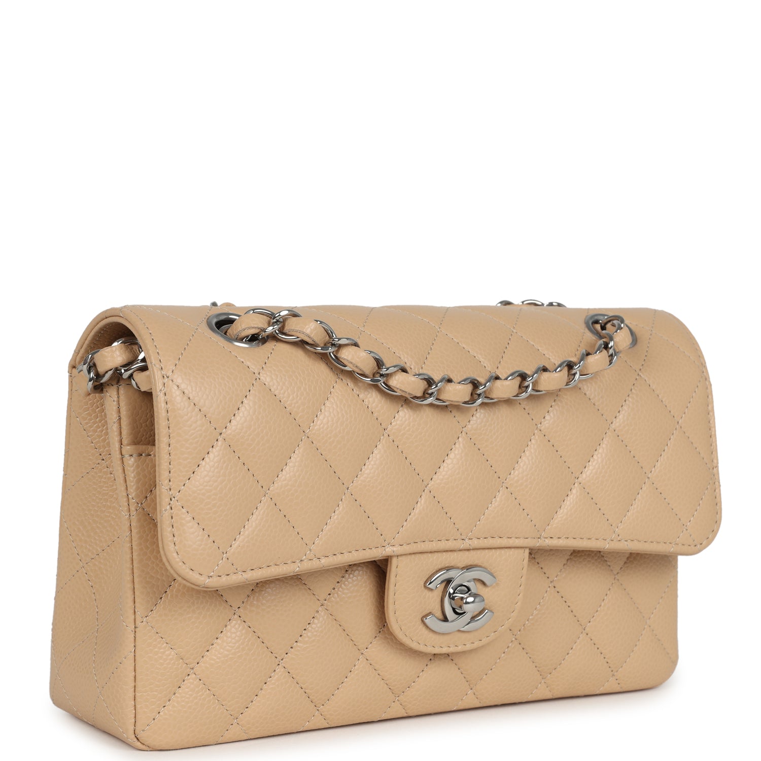 chanel-small-classic-double-flap-bag-beige-caviar-silver-metal