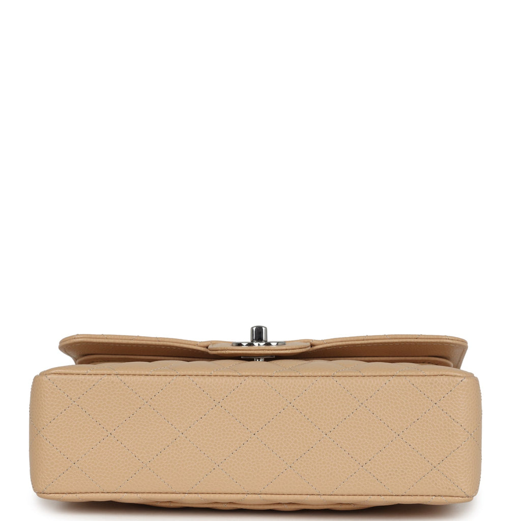 chanel-small-classic-double-flap-bag-beige-caviar-silver-metal