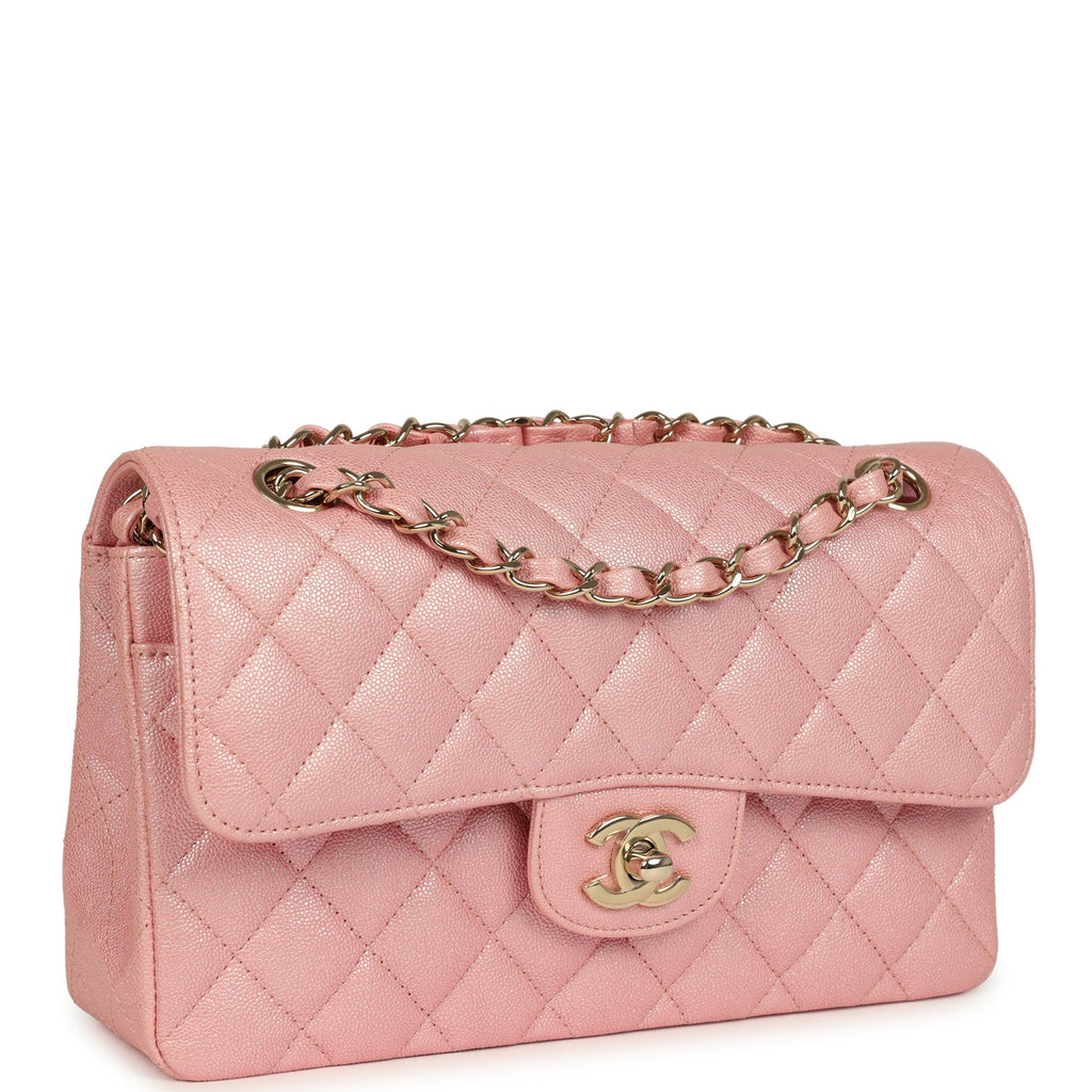 chanel-small-classic-double-flap-bag-pink-iridescent-caviar-light-gold-metal
