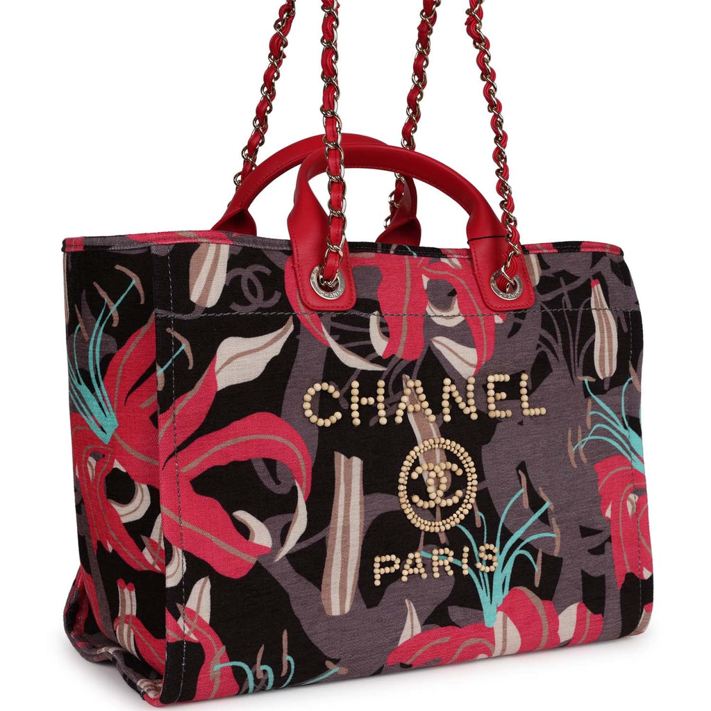 chanel-medium-deauville-shopping-tote-grey-and-pink-tropical-floral-velvet-light-gold-metal
