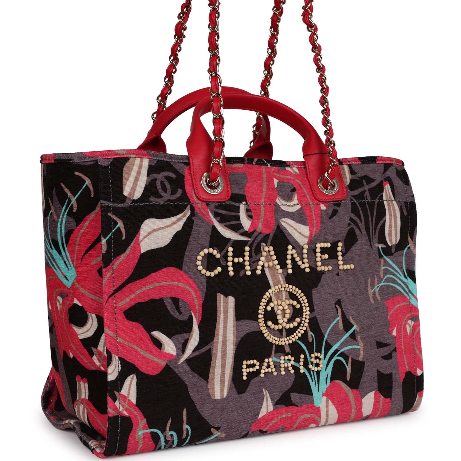 chanel-medium-deauville-shopping-tote-grey-and-pink-tropical-floral-velvet-light-gold-metal