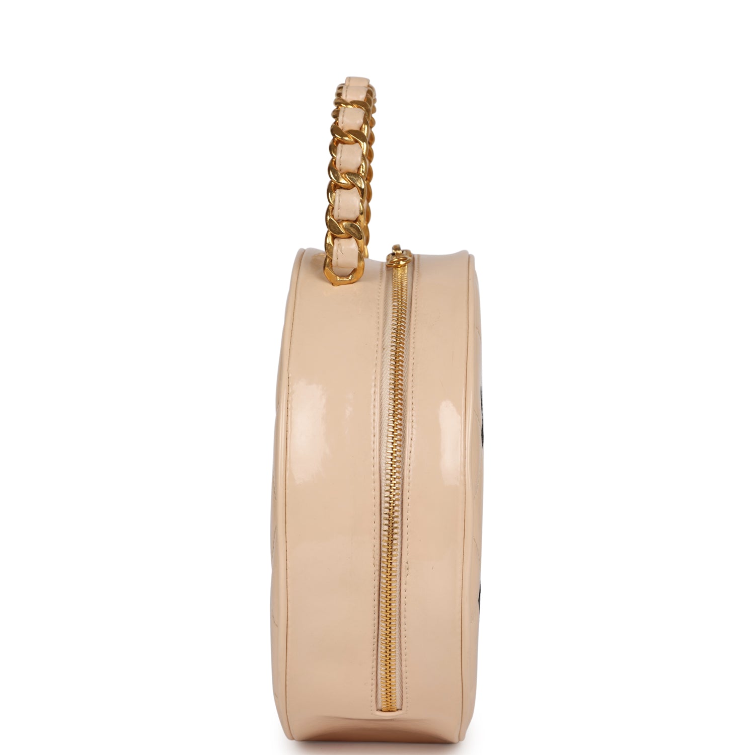 vintage-chanel-round-vanity-bag-beige-and-black-patent-leather-antique-gold-metal