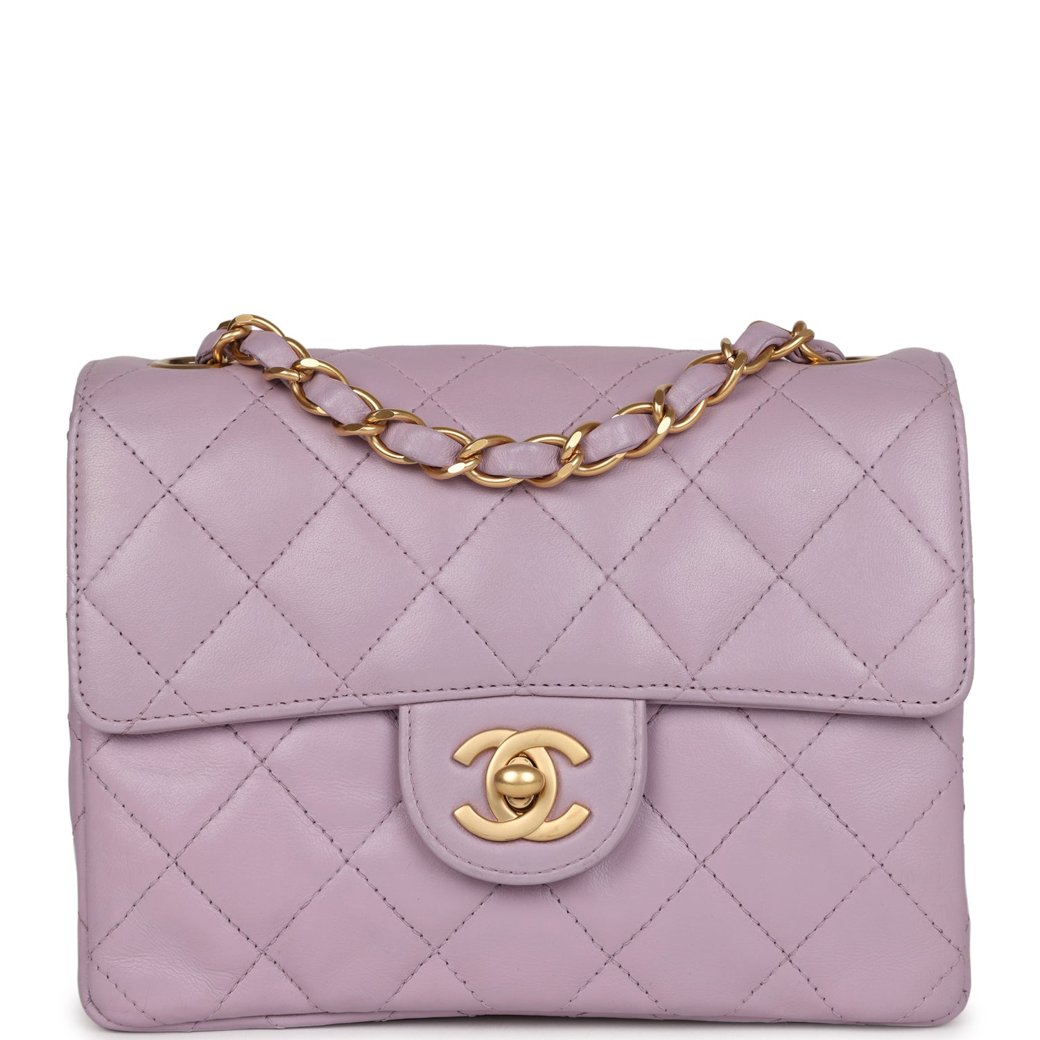 vintage-chanel-mini-square-flap-bag-light-purple-lambskin-matte-gold-metal