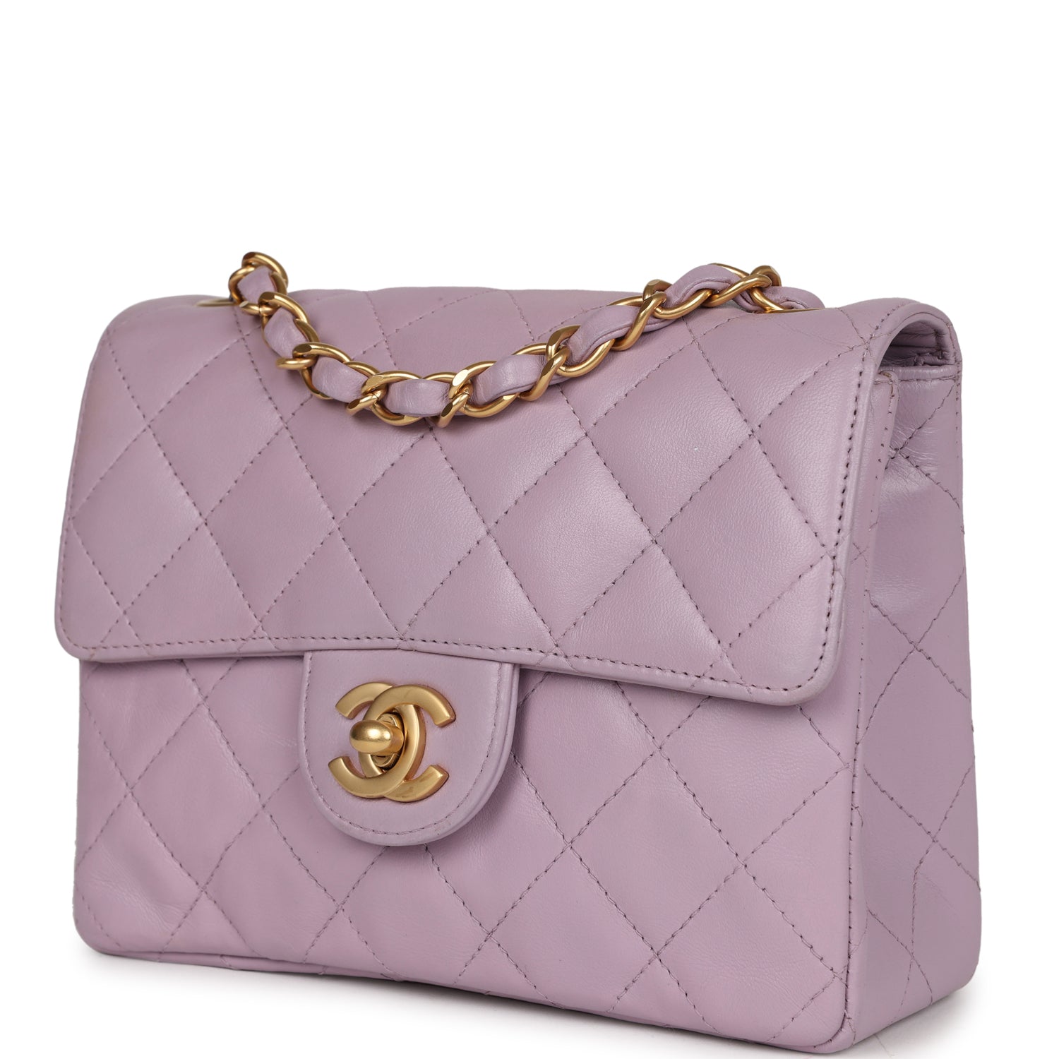 vintage-chanel-mini-square-flap-bag-light-purple-lambskin-matte-gold-metal
