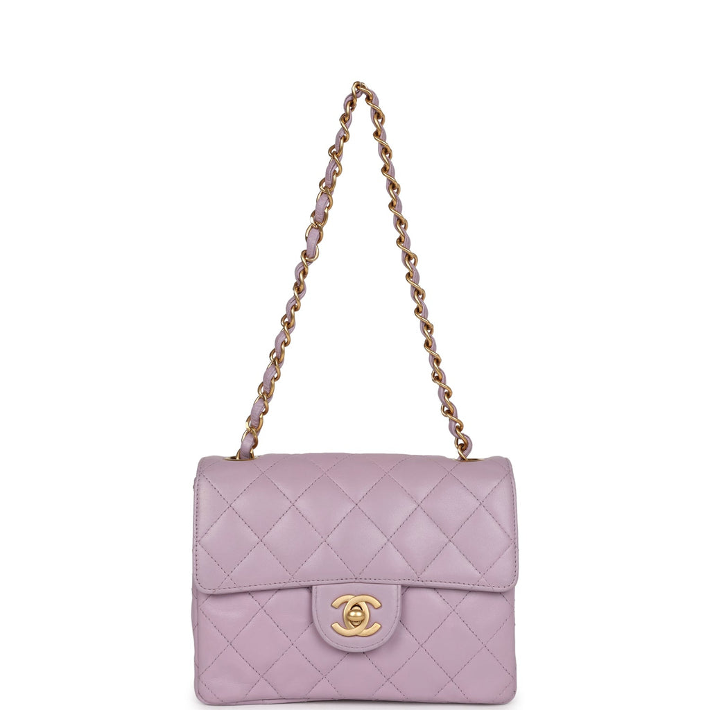 vintage-chanel-mini-square-flap-bag-light-purple-lambskin-matte-gold-metal