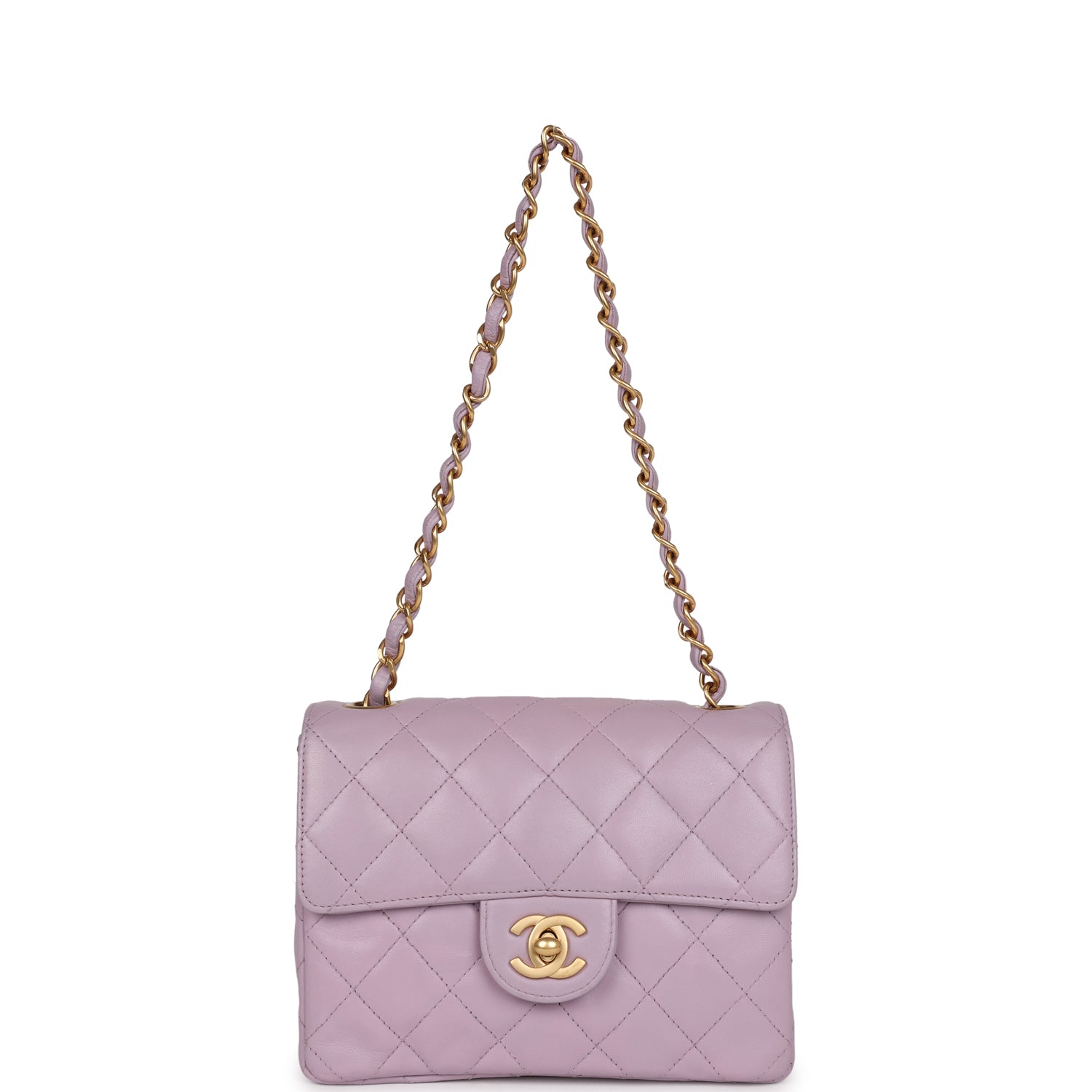 vintage-chanel-mini-square-flap-bag-light-purple-lambskin-matte-gold-metal