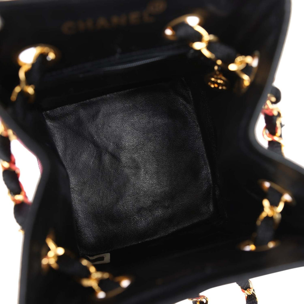 vintage-chanel-set-of-two-mini-bucket-bag-oval-handbag-pink-black-raffia-gold-metal