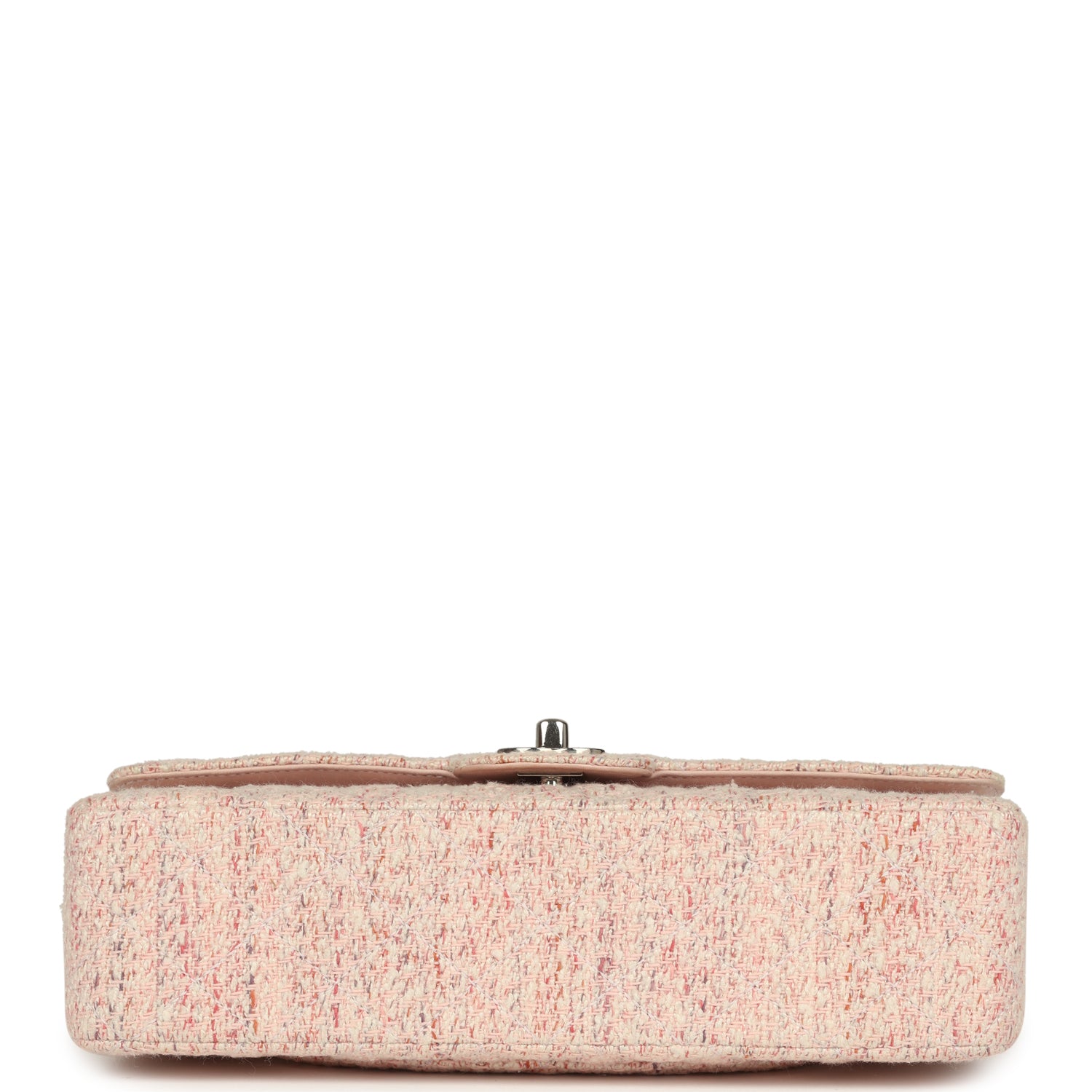 vintage-chanel-medium-classic-double-flap-bag-light-pink-and-white-tweed-silver-metal