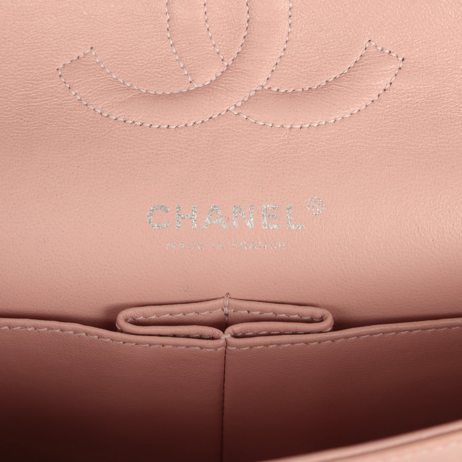 vintage-chanel-medium-classic-double-flap-bag-light-pink-and-white-tweed-silver-metal
