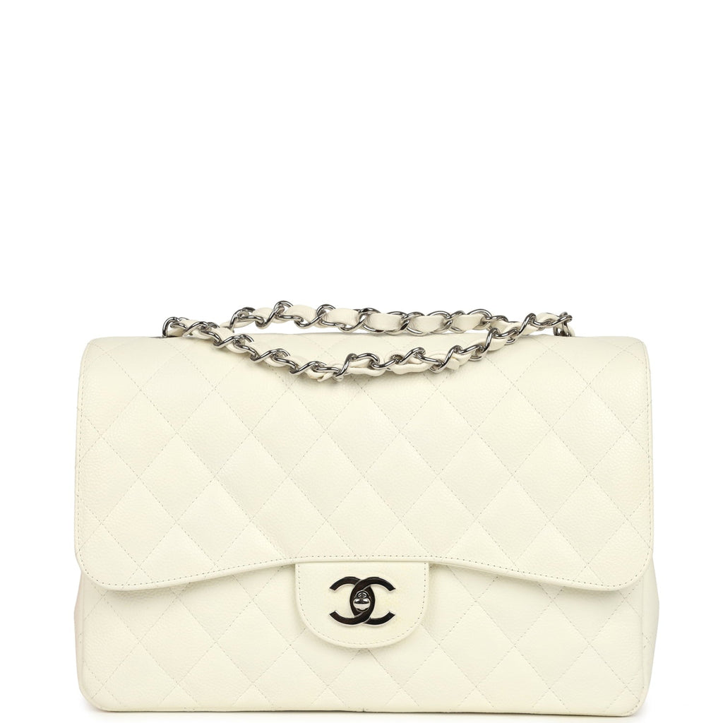 vintage-chanel-classic-jumbo-single-flap-bag-white-caviar-silver-metal