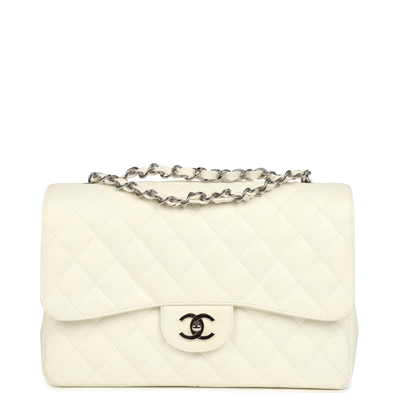 vintage-chanel-classic-jumbo-single-flap-bag-white-caviar-silver-metal