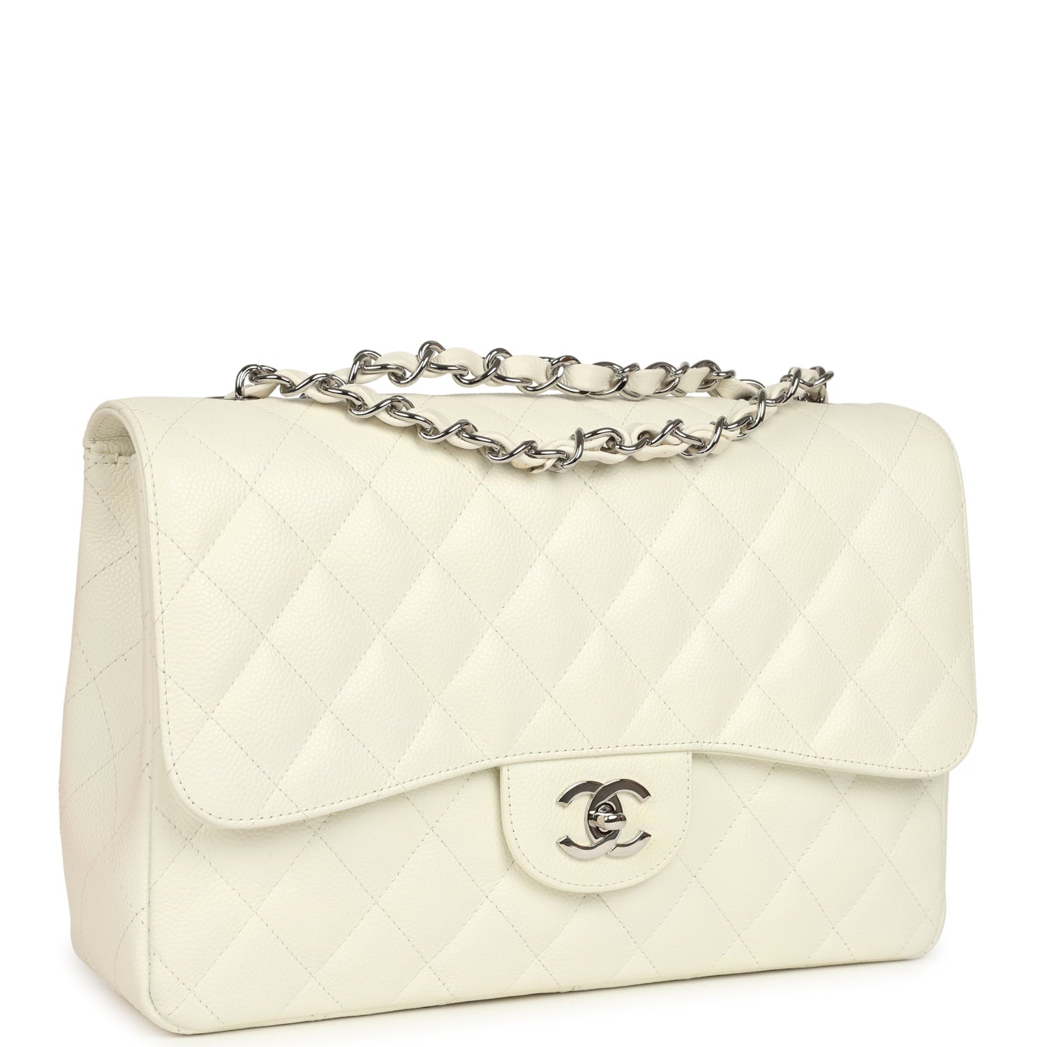 vintage-chanel-classic-jumbo-single-flap-bag-white-caviar-silver-metal