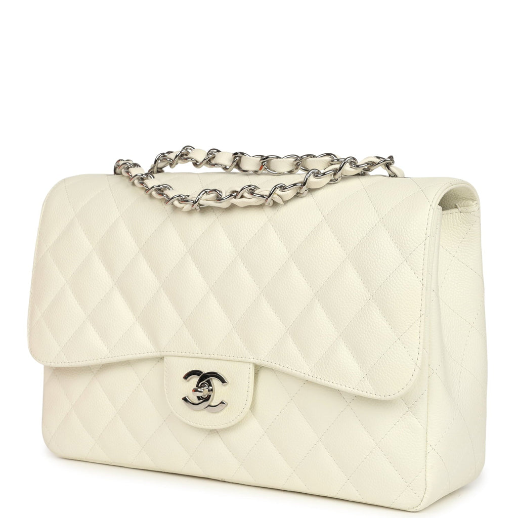 vintage-chanel-classic-jumbo-single-flap-bag-white-caviar-silver-metal