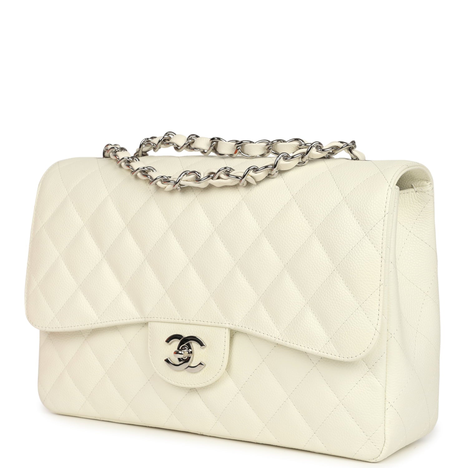 vintage-chanel-classic-jumbo-single-flap-bag-white-caviar-silver-metal